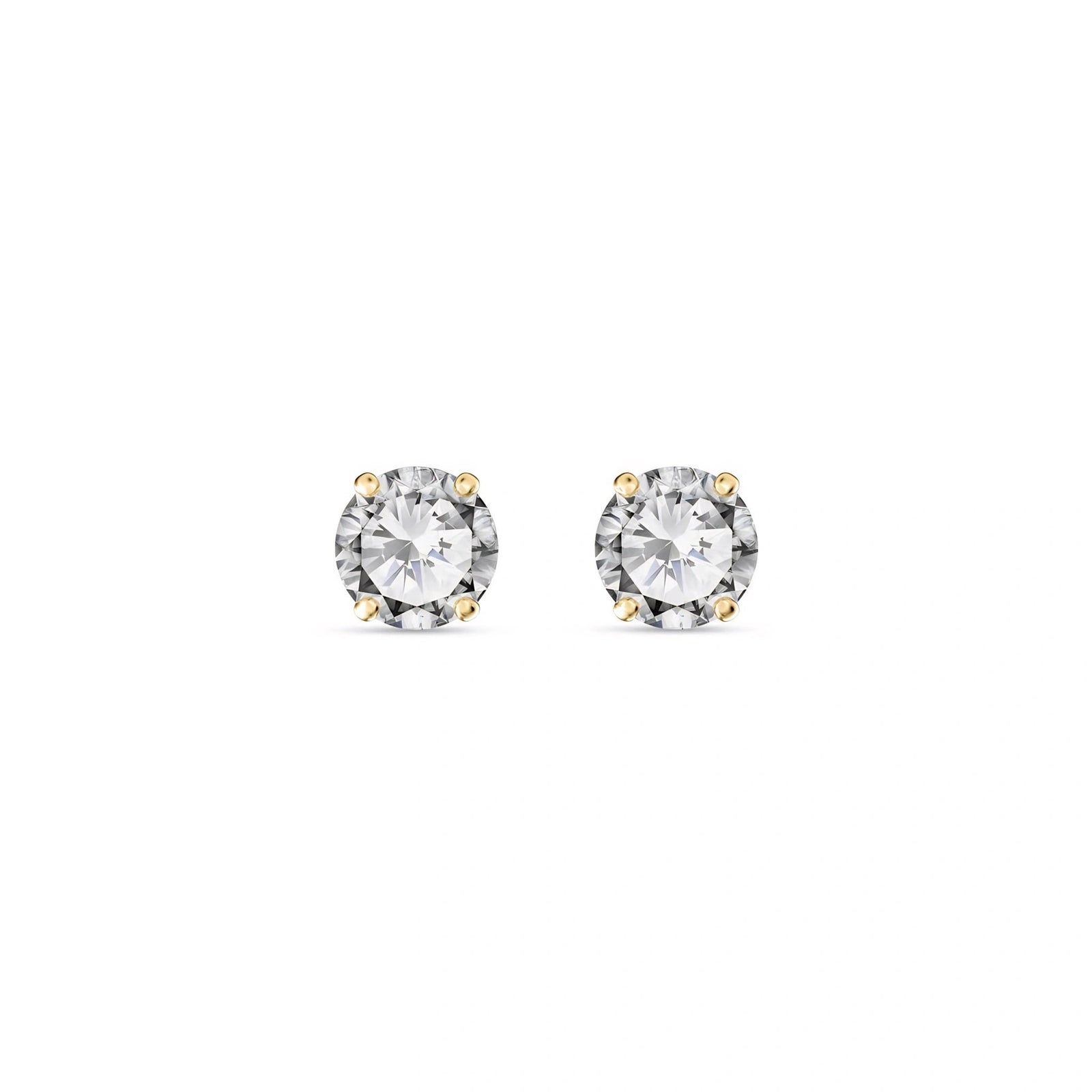 Yellow Gold Stud Earrings Diamond 10K — Azzurra