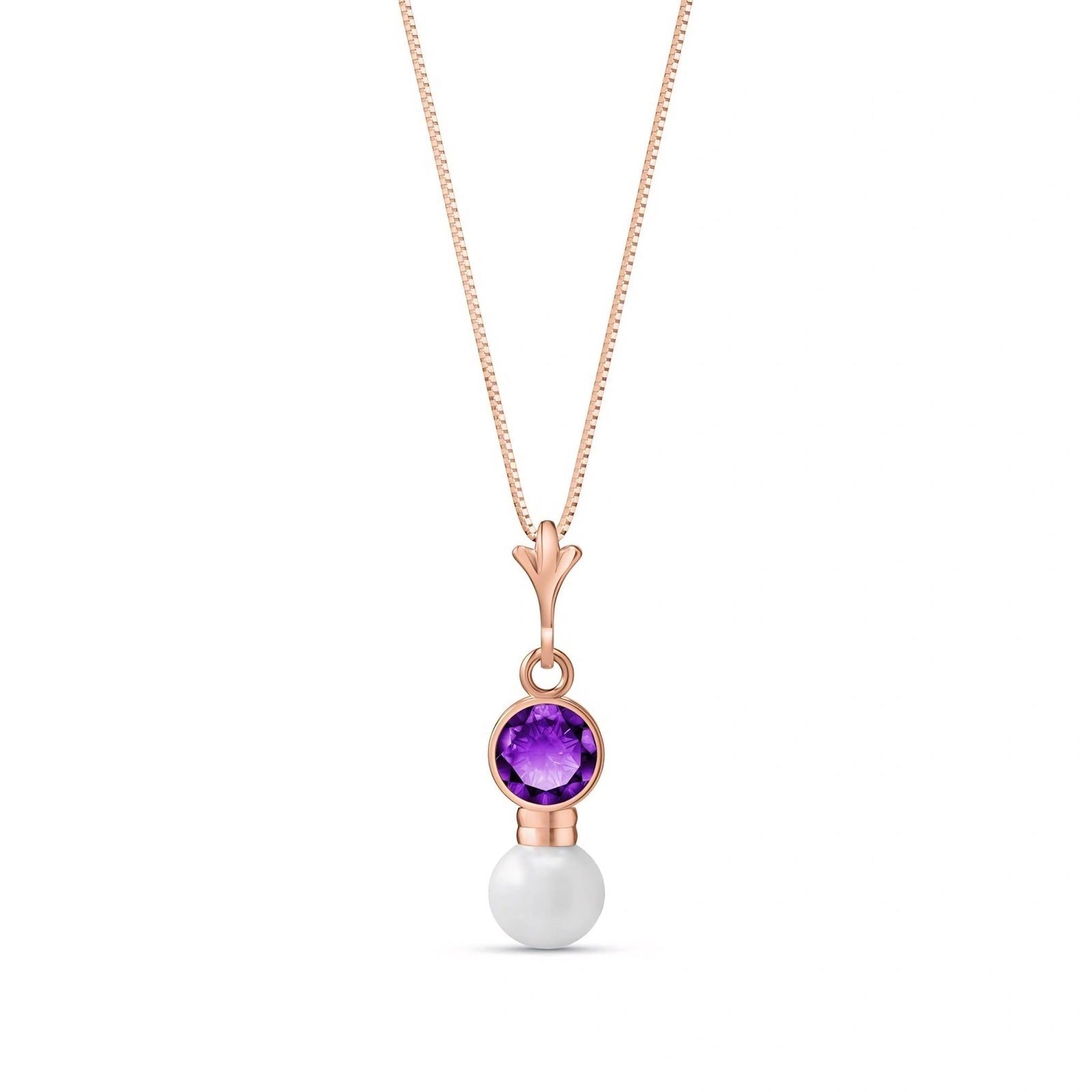 Rose Gold Rose Necklace Amethyst 10K — Laura