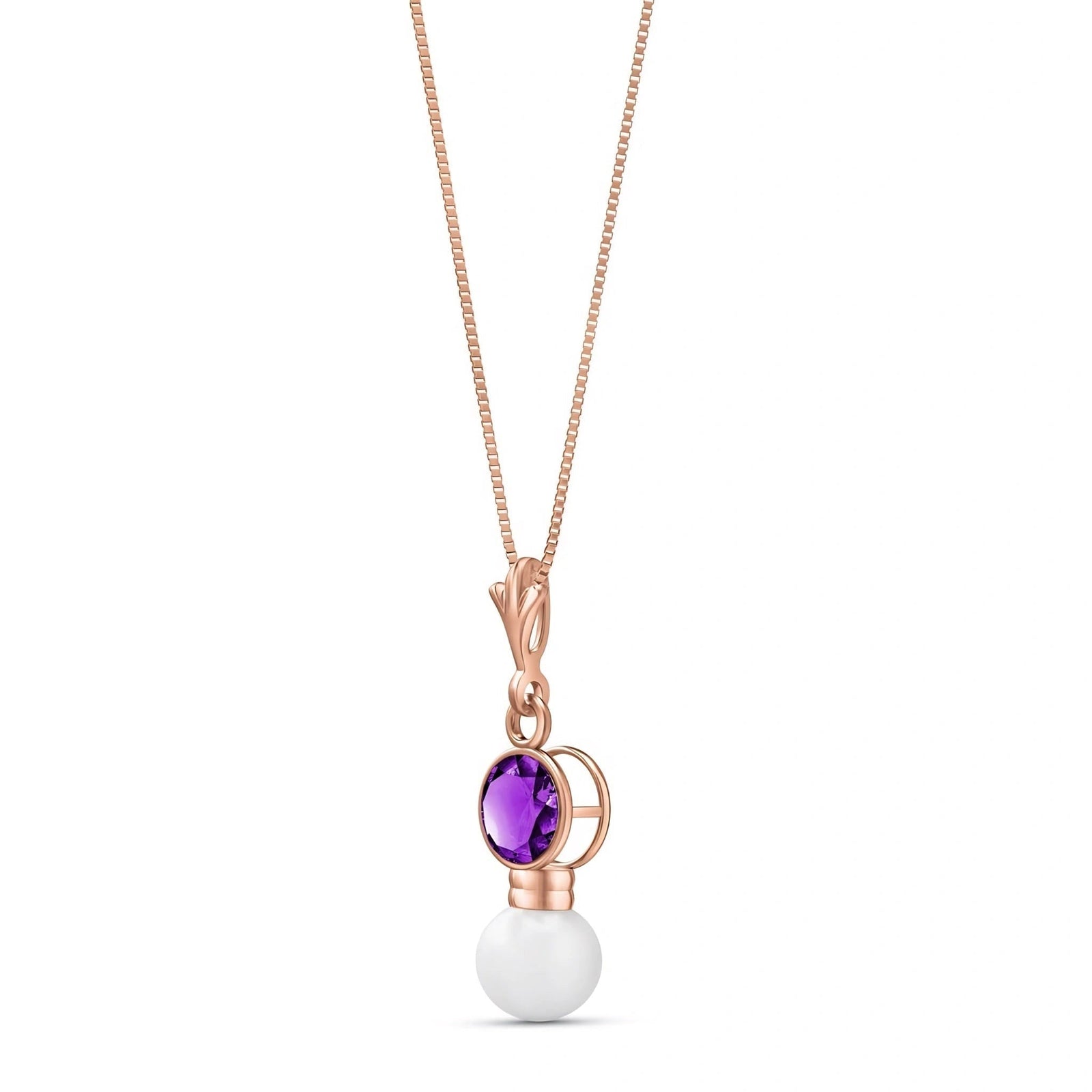 Rose Gold Rose Necklace Amethyst 10K — Laura