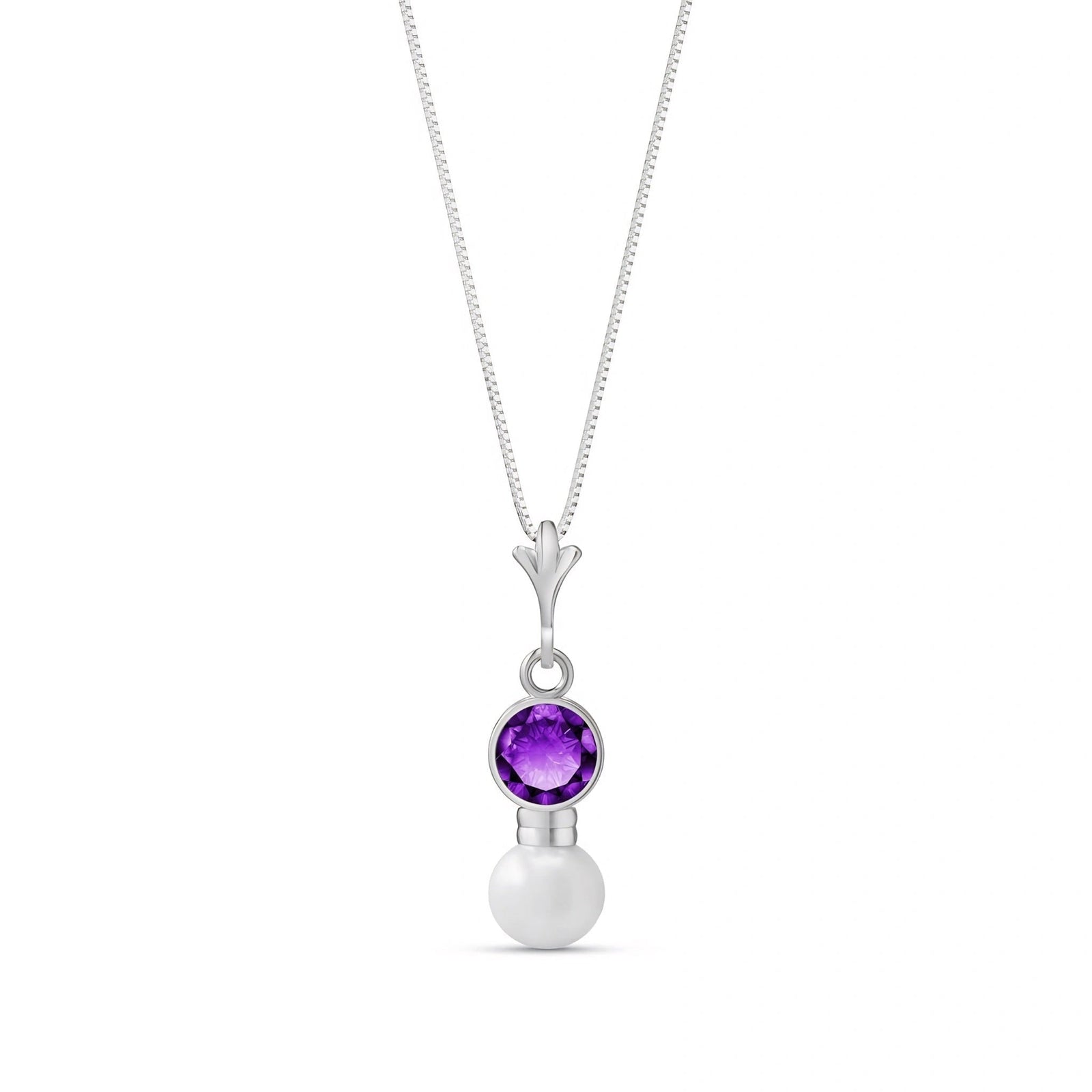 White Gold Rose Necklace Amethyst 10K — Laura