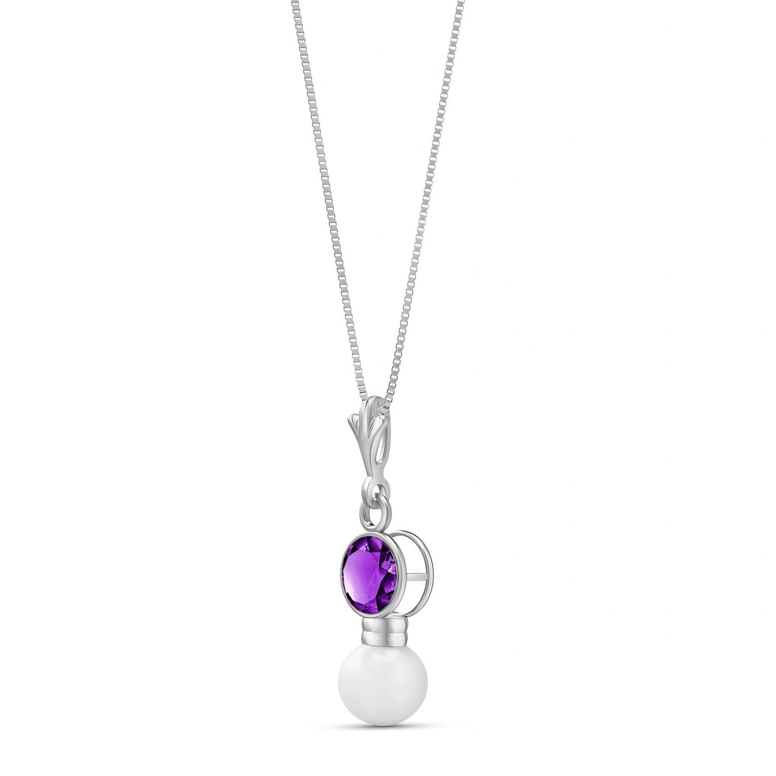 White Gold Rose Necklace Amethyst 10K — Laura