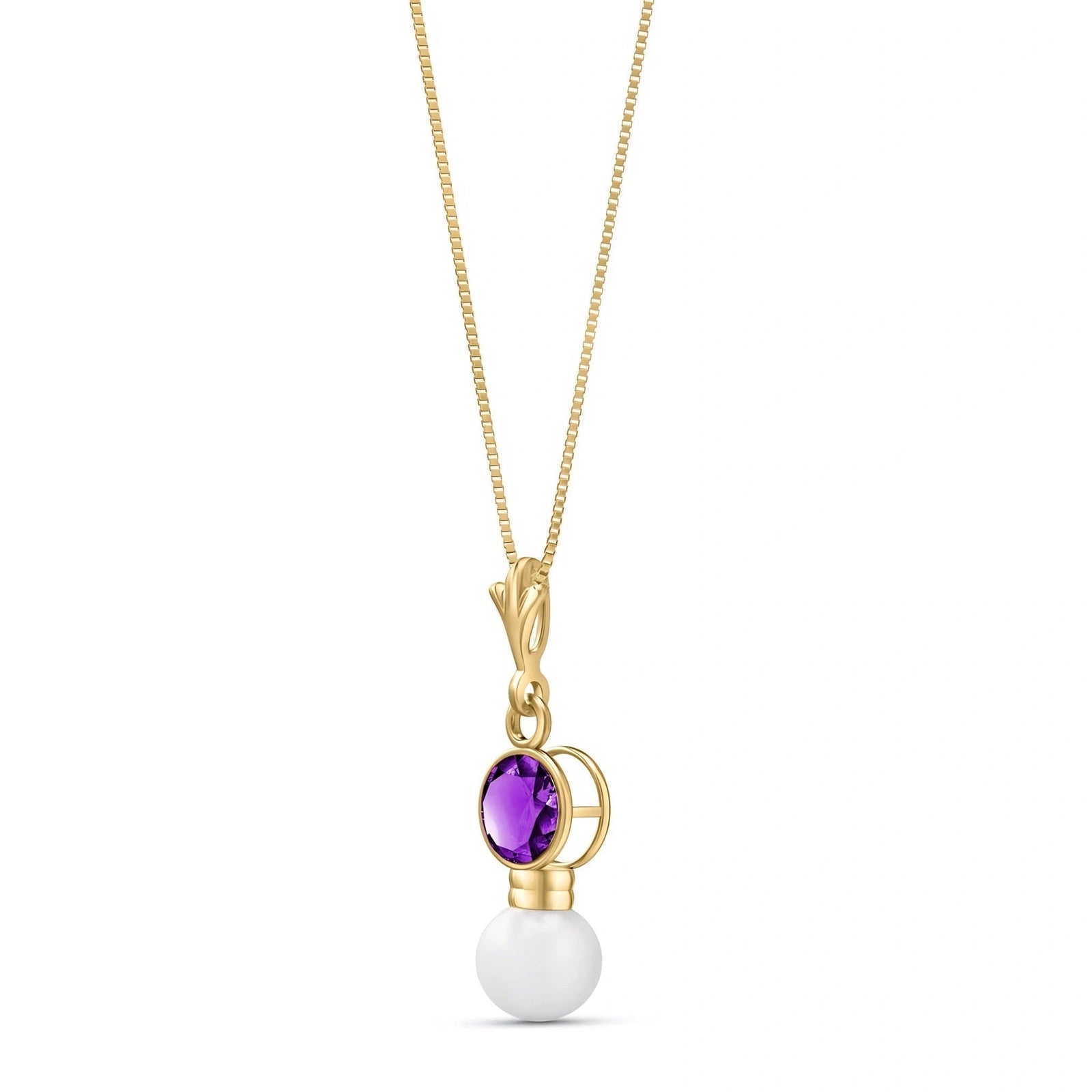 Yellow Gold Rose Necklace Amethyst 10K — Laura
