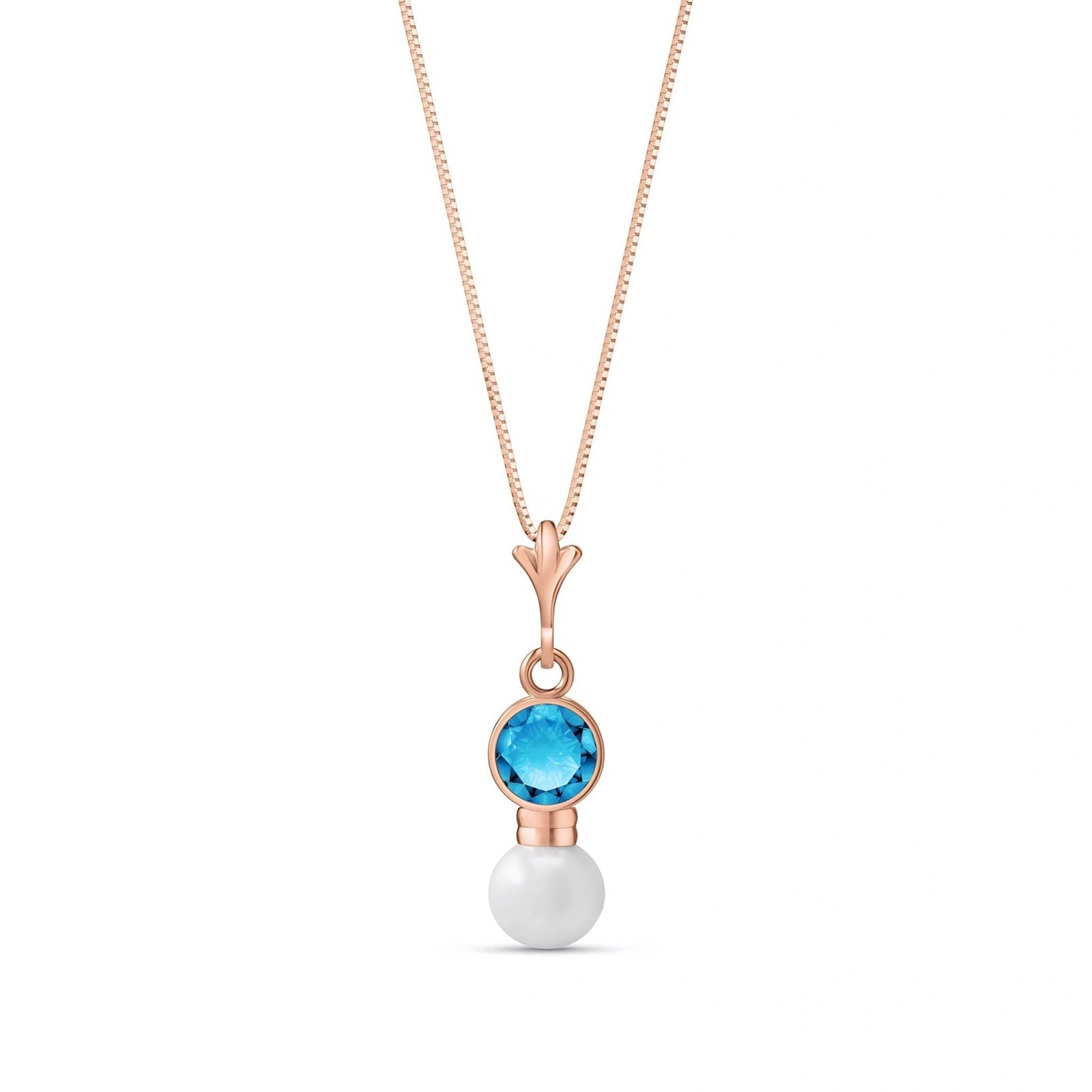 Rose Gold Rose Necklace Aquamarine 10K — Laura