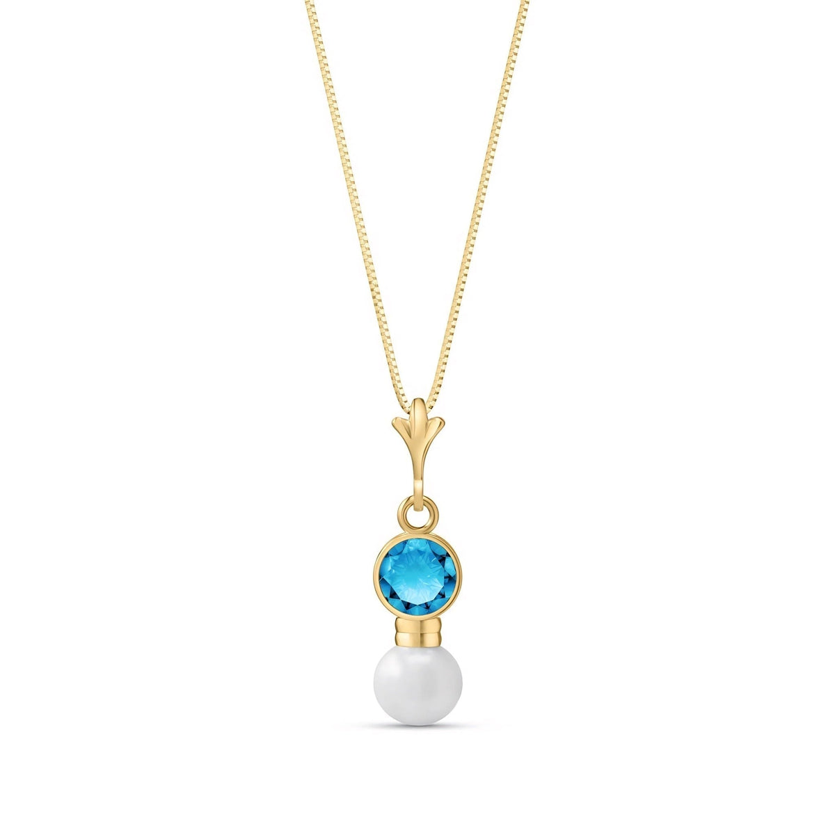 Yellow Gold Rose Necklace Aquamarine 10K — Laura