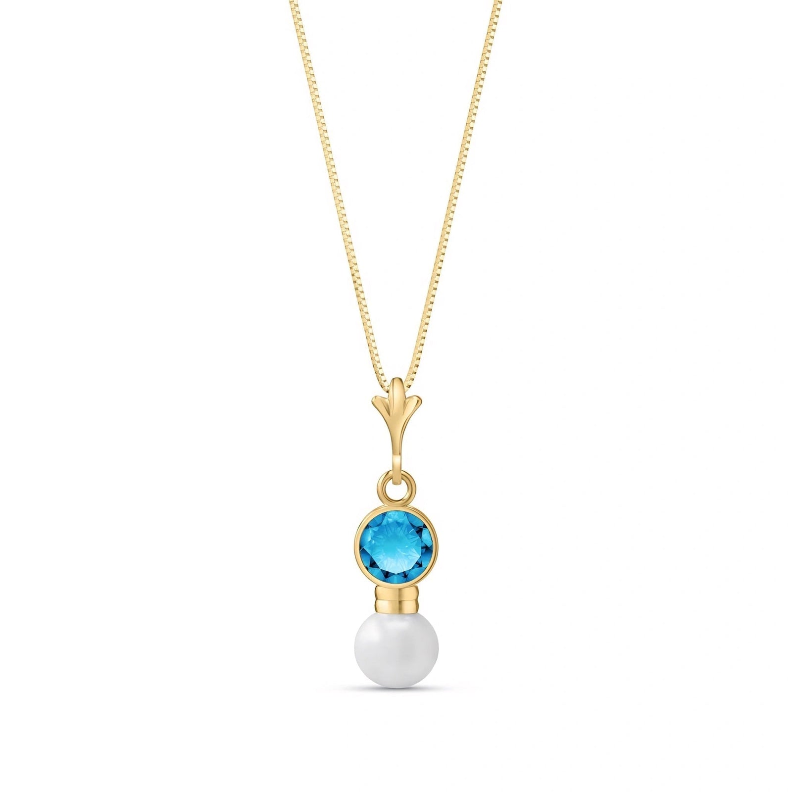Yellow Gold Rose Necklace Aquamarine 10K — Laura