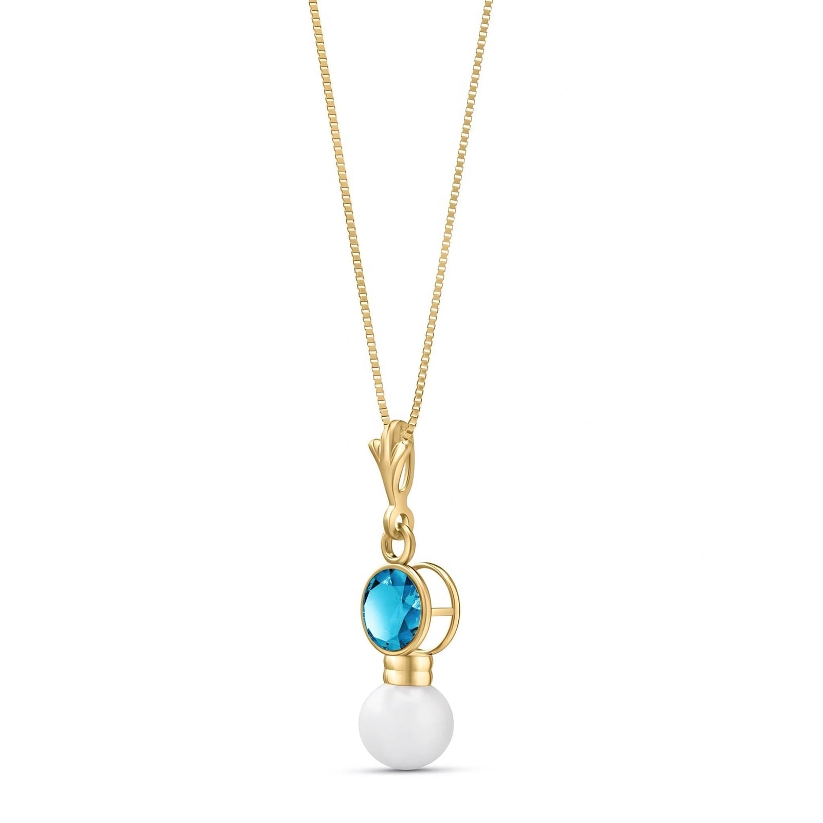 Yellow Gold Rose Necklace Aquamarine 10K — Laura
