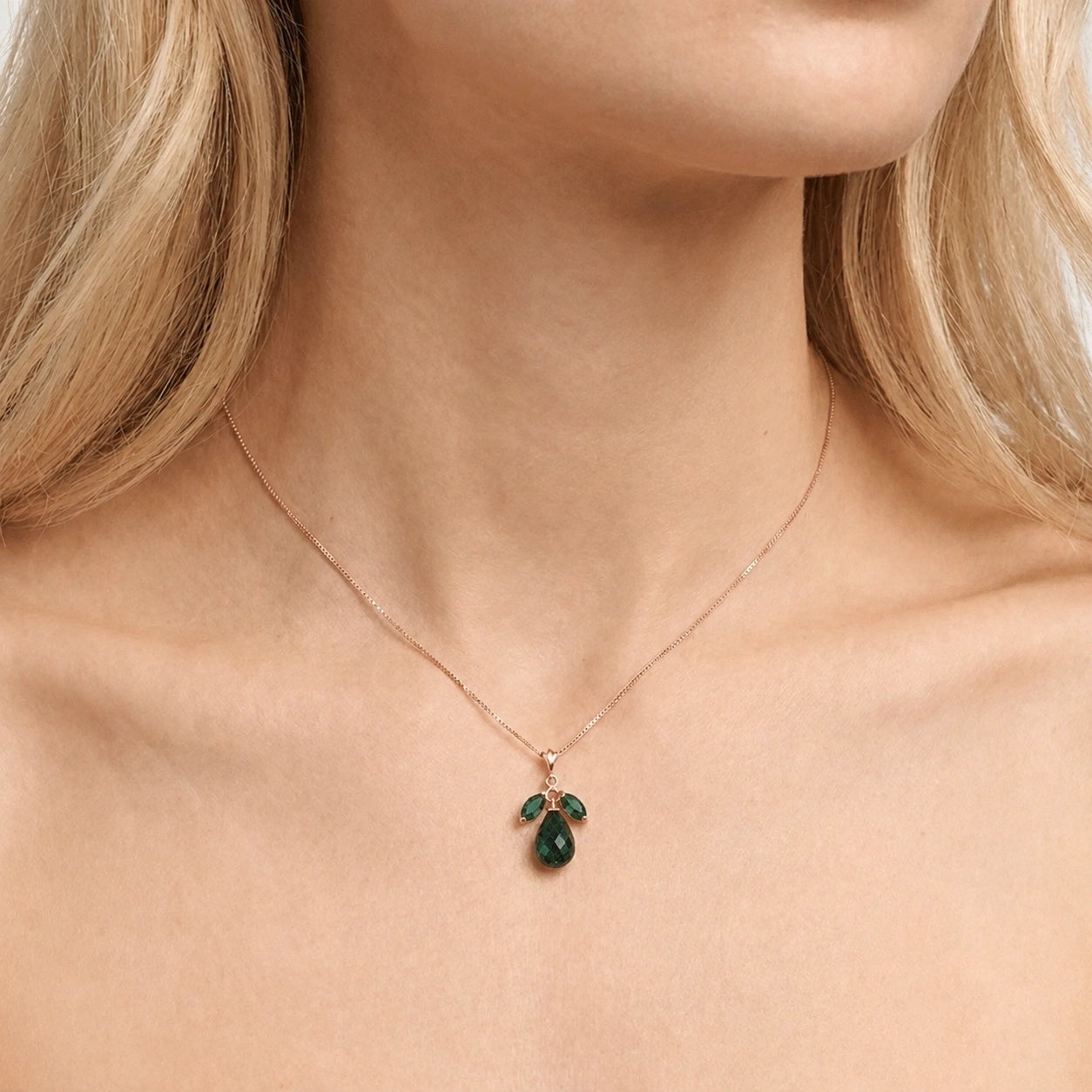 Rose Gold Necklace Blue Topaz 10K — Laura
