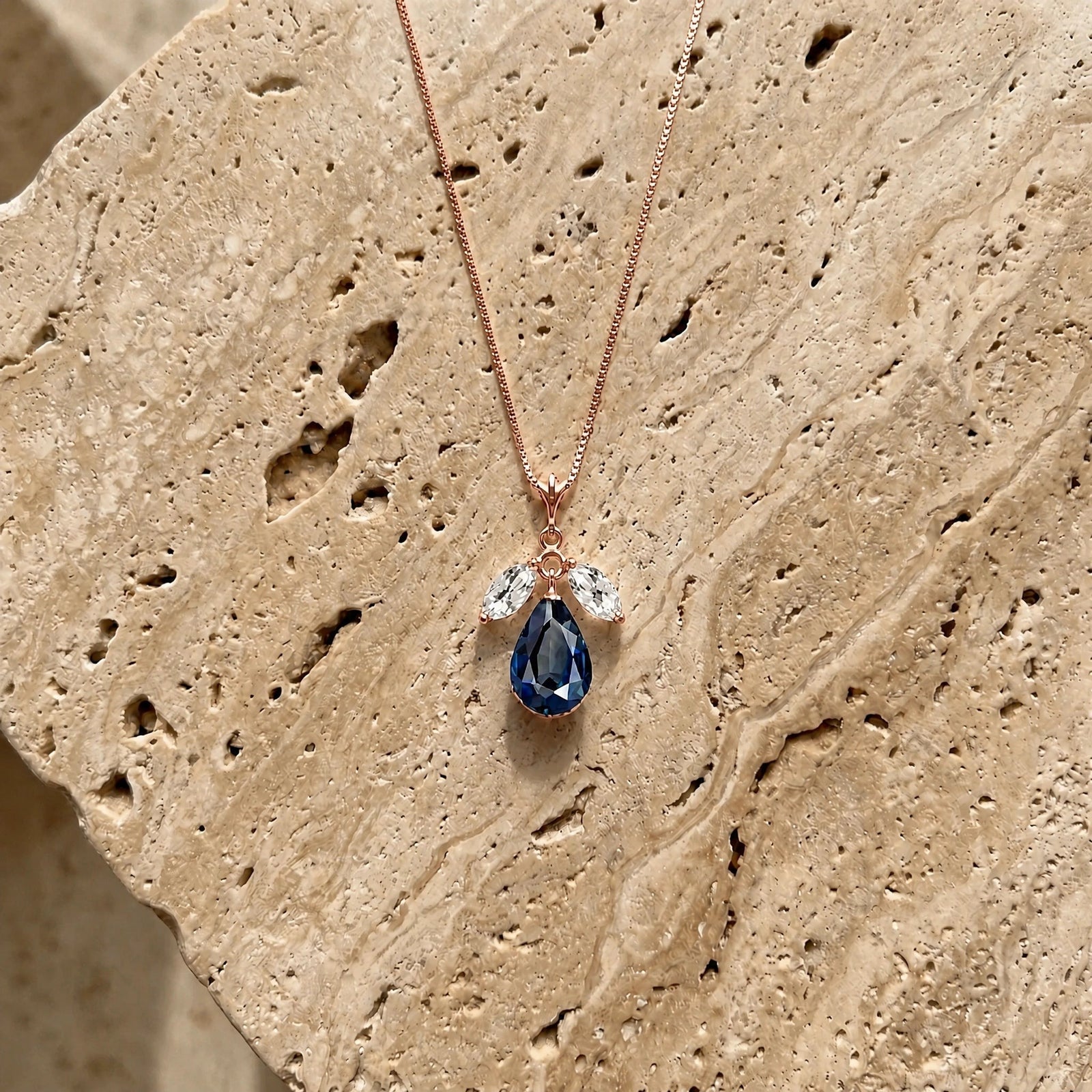 Rose Gold Necklace Emerald 10K — Laura