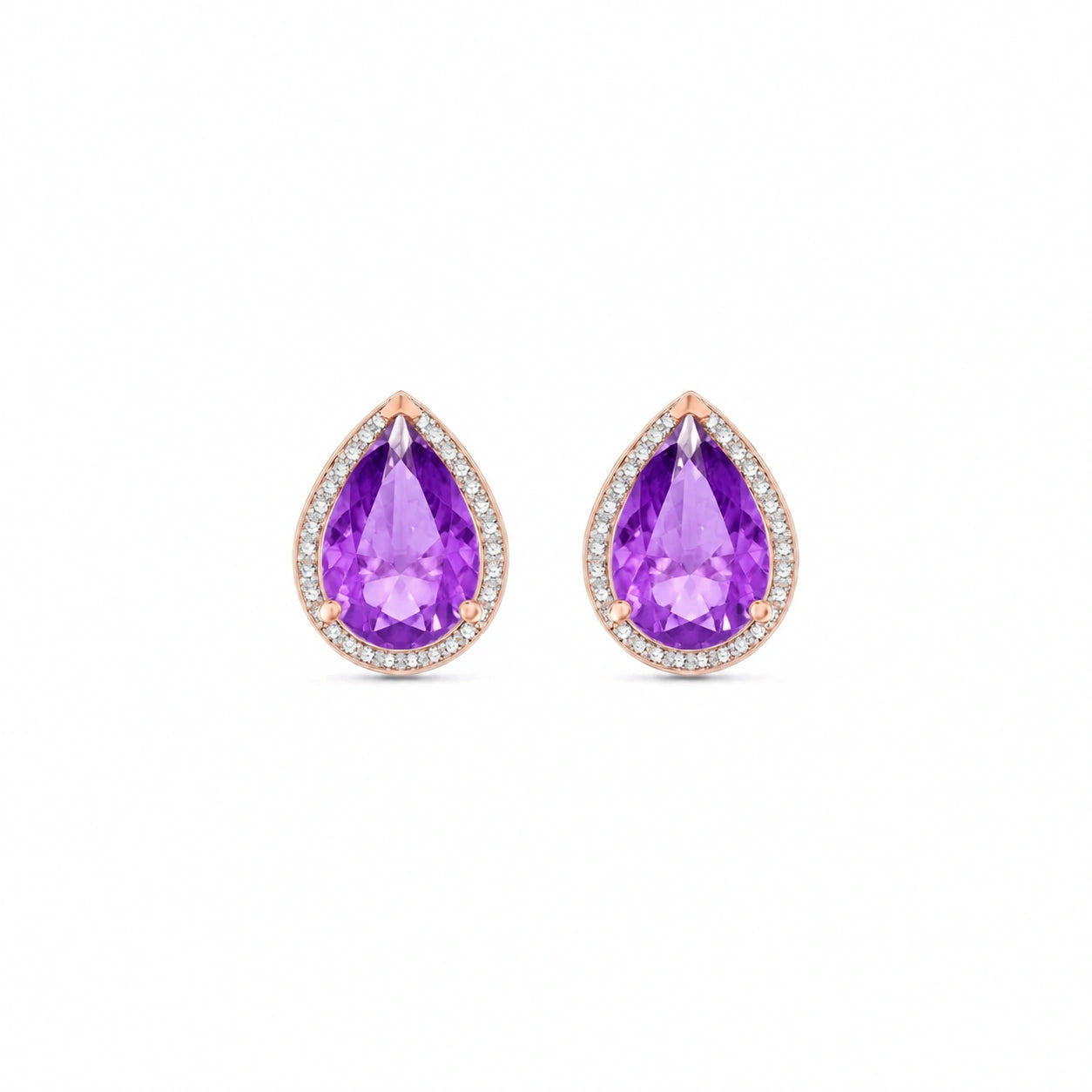 Rose Gold Earrings Amethyst 10K — Bettina