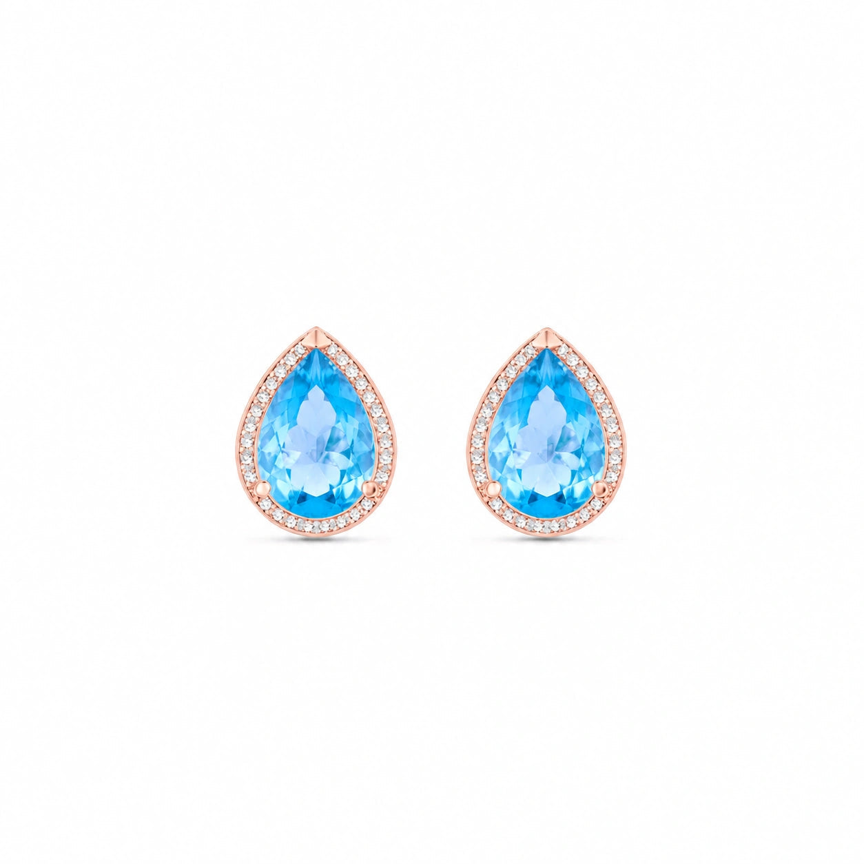 Rose Gold Earrings Blue Topaz 10K — Bettina