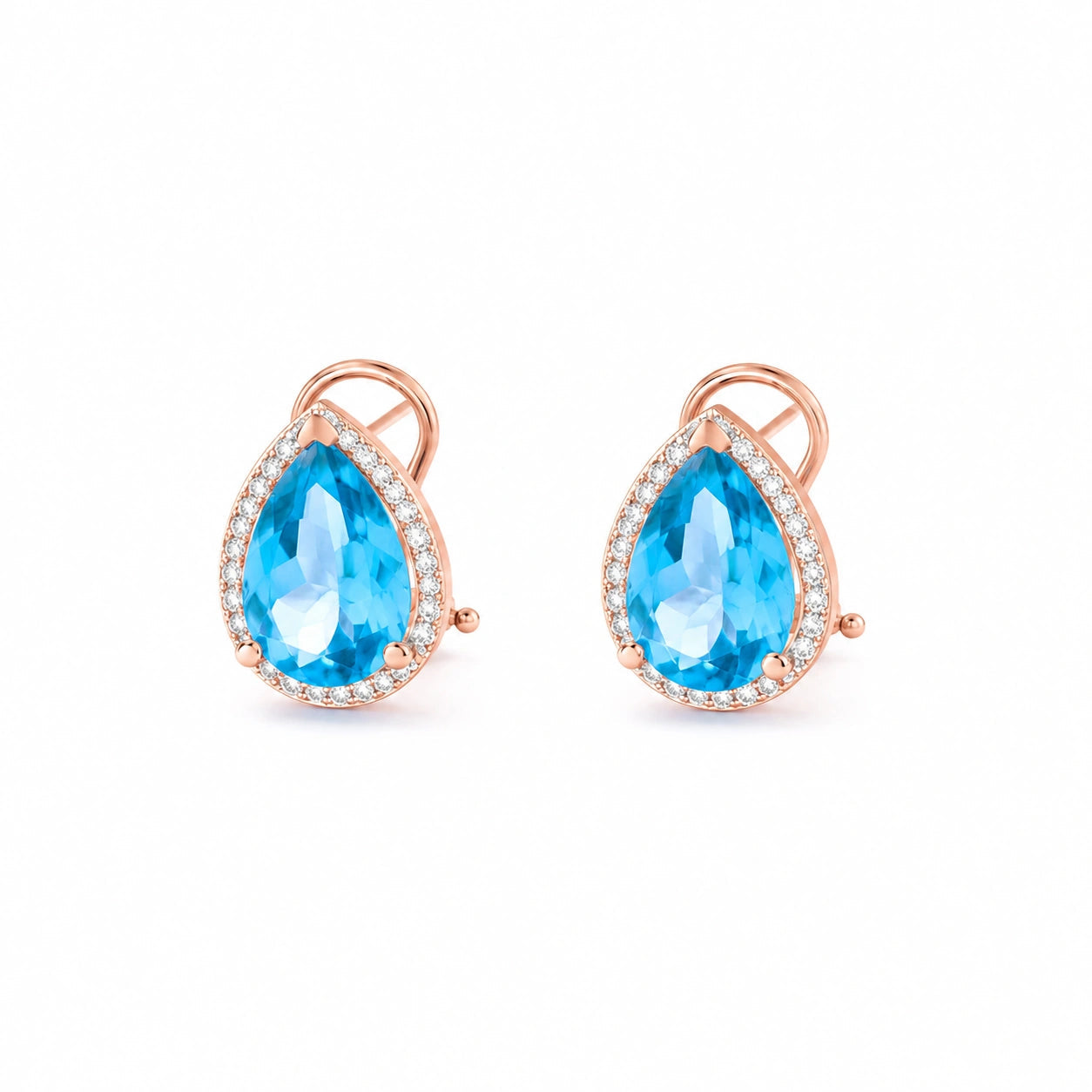 Rose Gold Earrings Blue Topaz 10K — Bettina