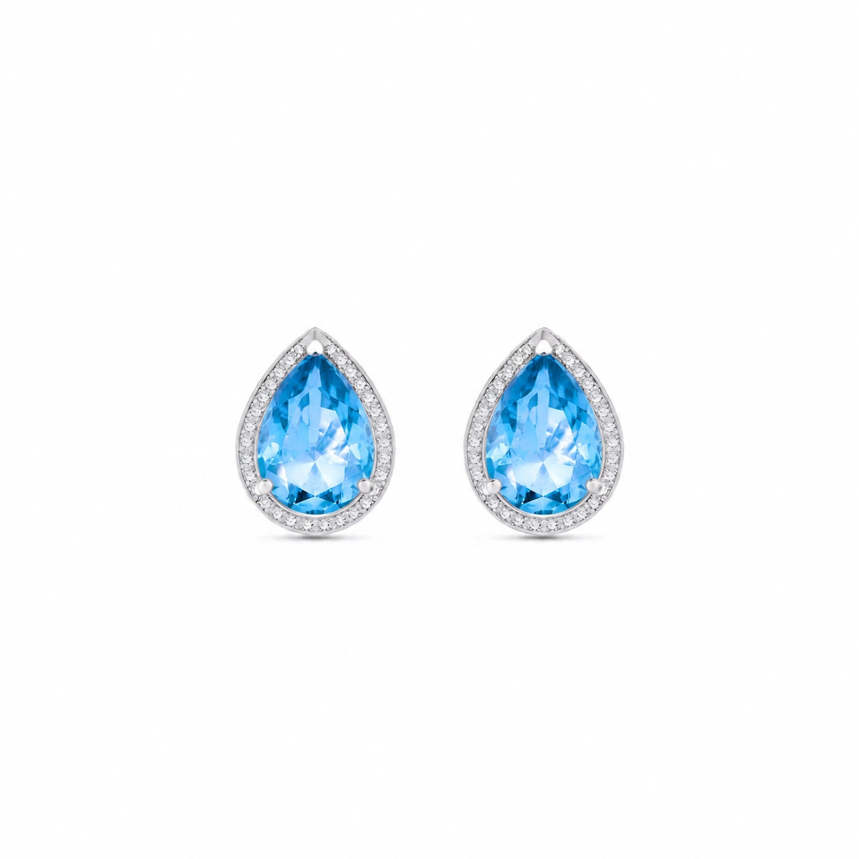 White Gold Earrings Blue Topaz 10K — Bettina