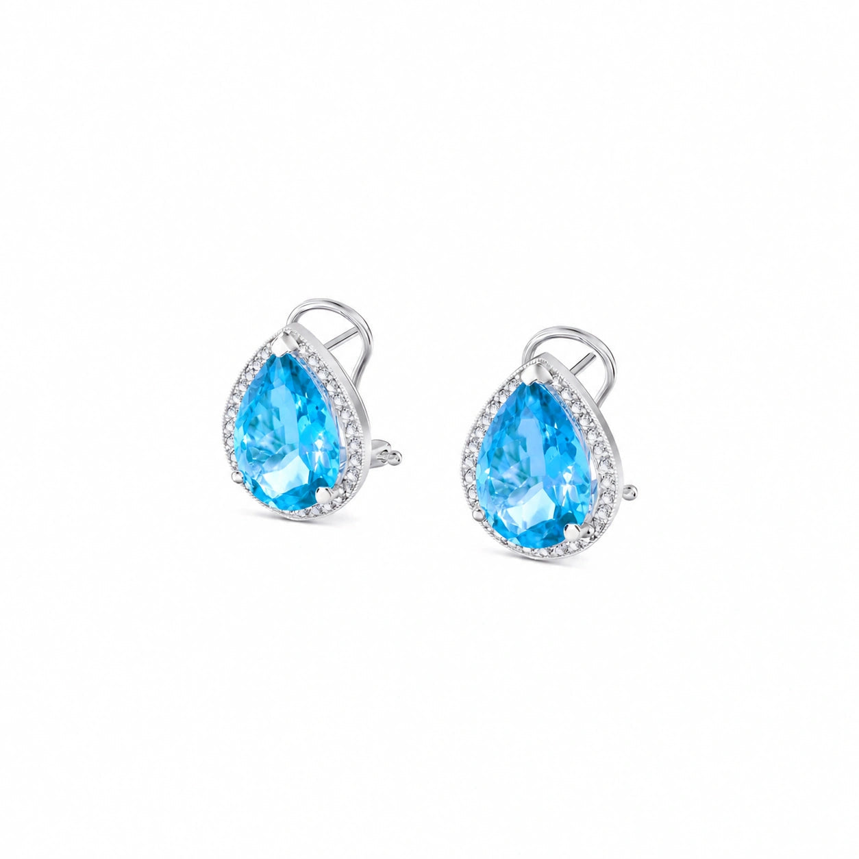 White Gold Earrings Blue Topaz 10K — Bettina
