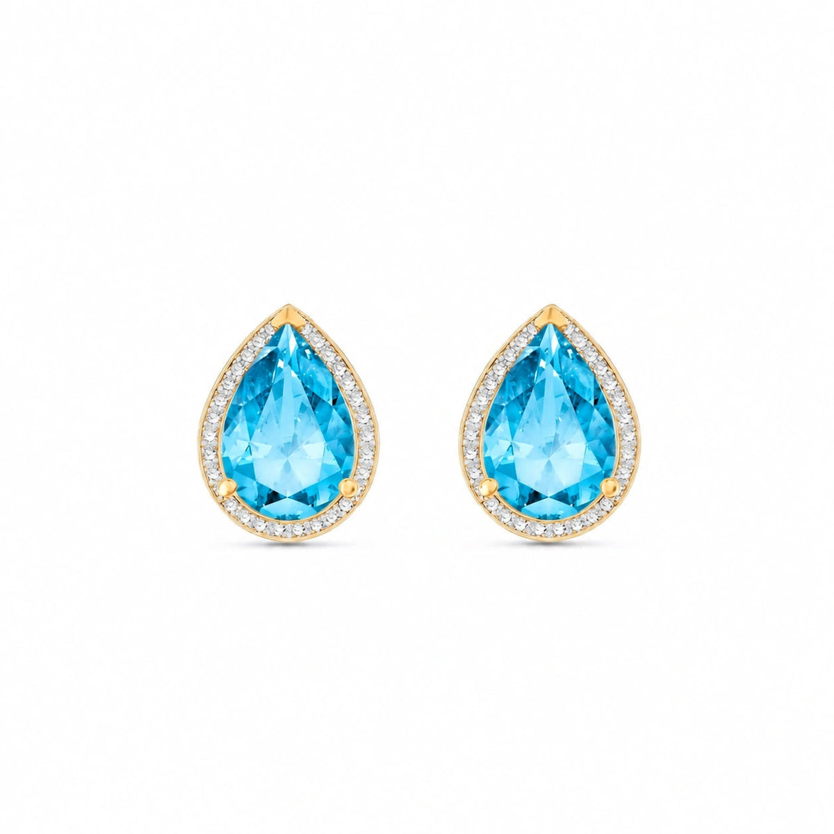 Yellow Gold Earrings Blue Topaz 10K — Bettina