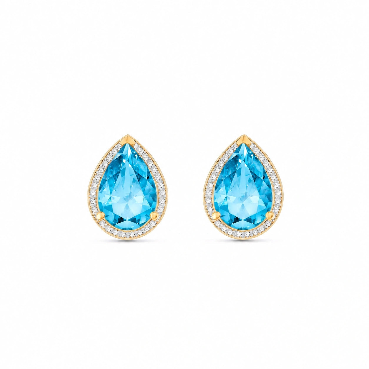 Yellow Gold Earrings Blue Topaz 10K — Bettina