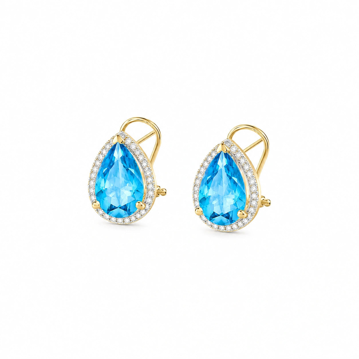 Yellow Gold Earrings Blue Topaz 10K — Bettina