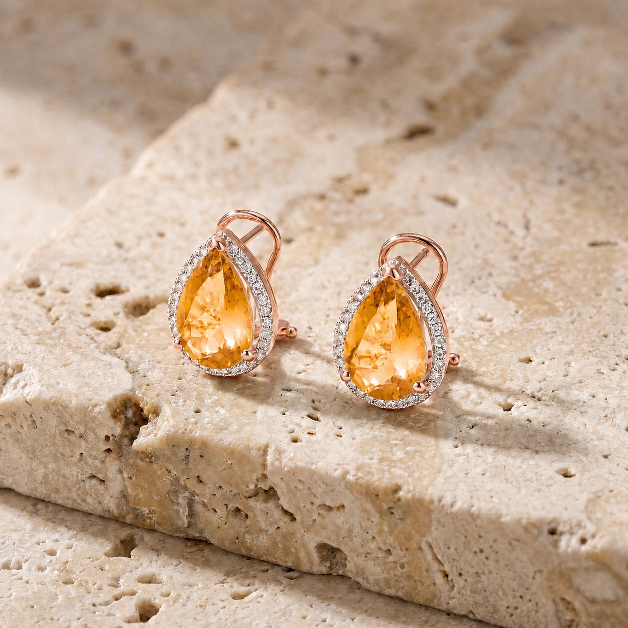 Rose Gold Earrings Citrine 10K — Bettina
