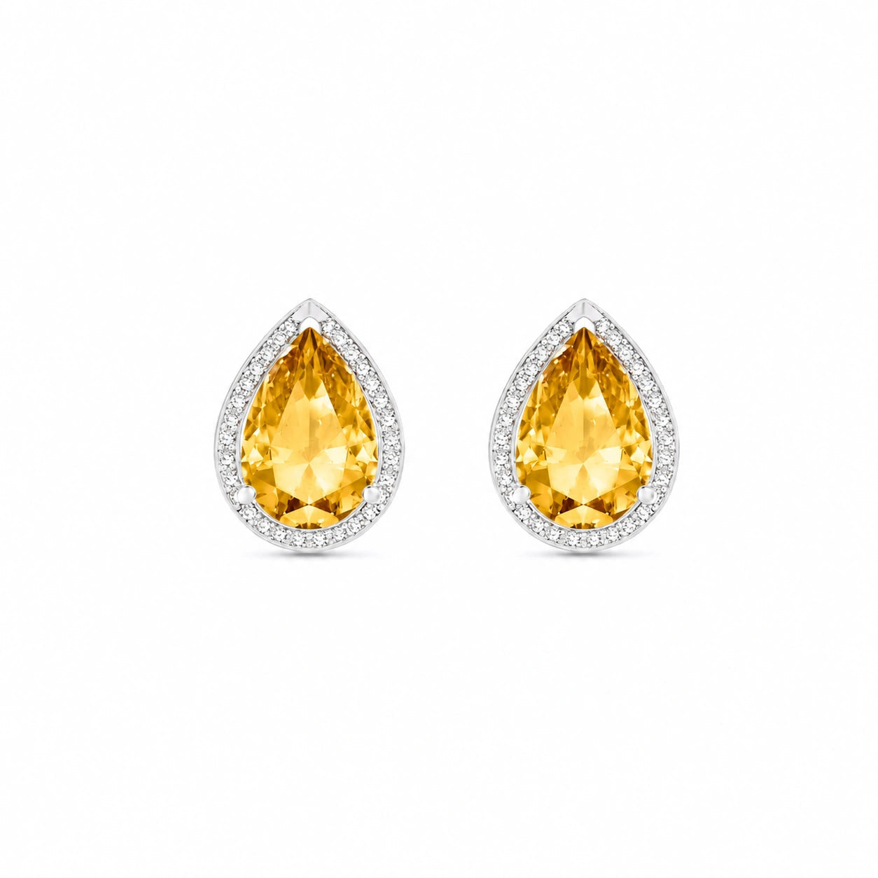 White Gold Earrings Citrine 10K — Bettina