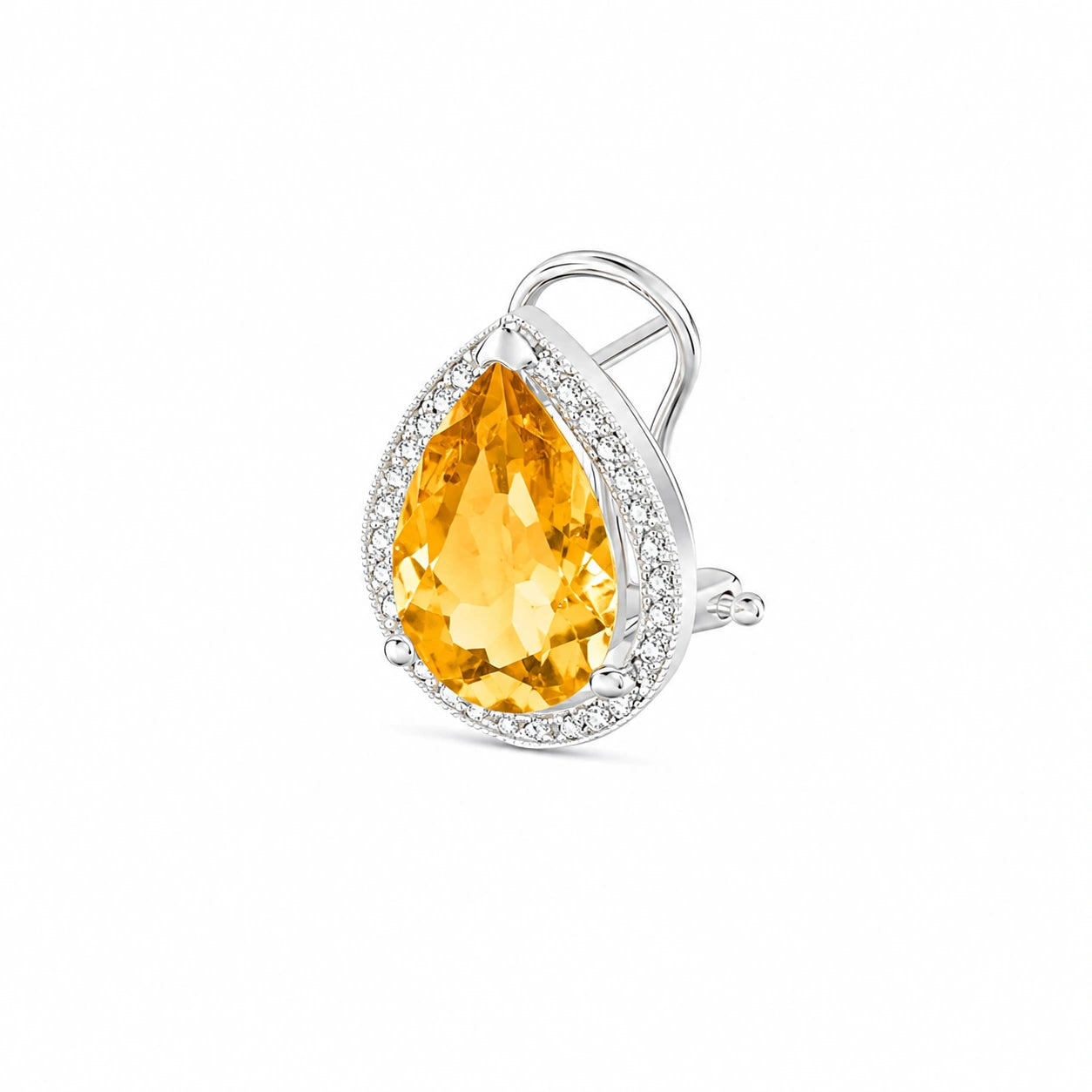 White Gold Earrings Citrine 10K — Bettina