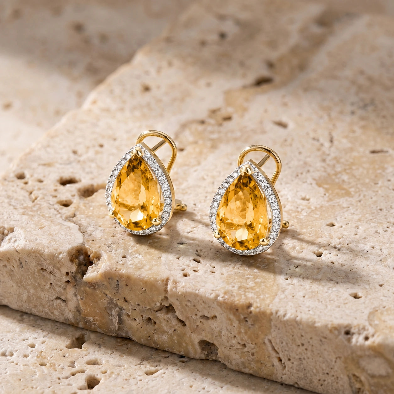 Yellow Gold Earrings Citrine 10K — Bettina