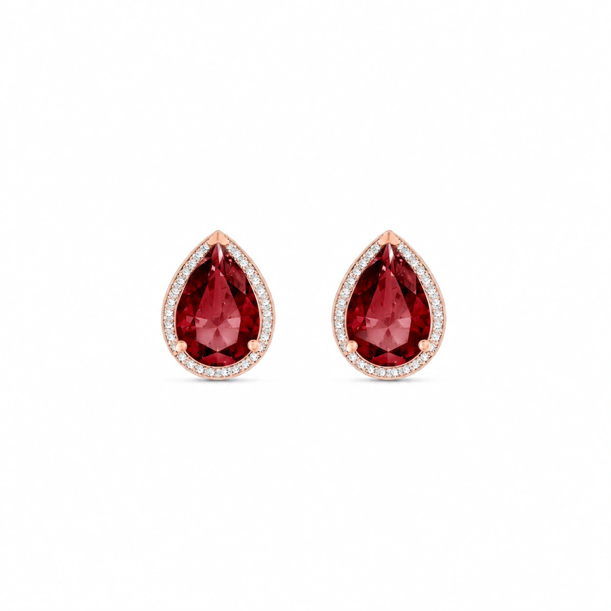 Rose Gold Earrings Garnet 10K — Bettina