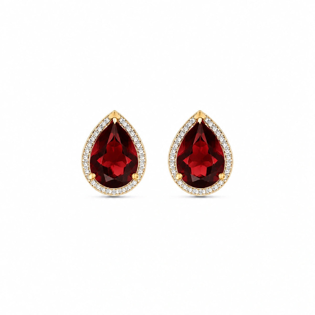 Yellow Gold Earrings Garnet 10K — Bettina