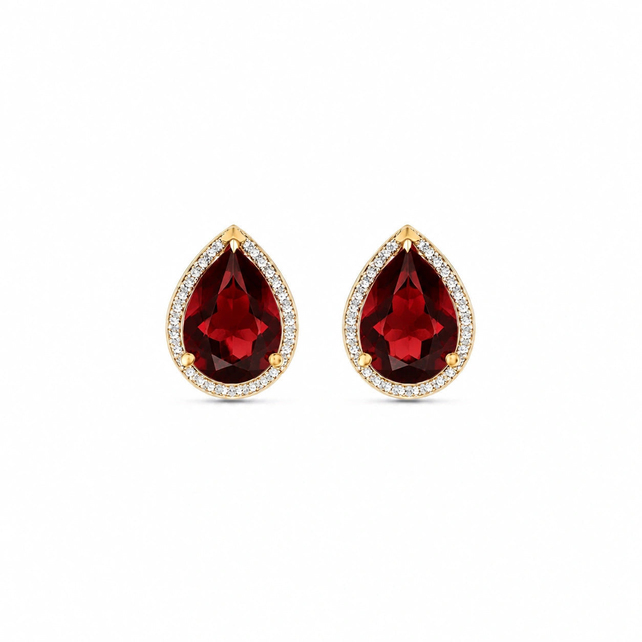 Yellow Gold Earrings Garnet 10K — Bettina