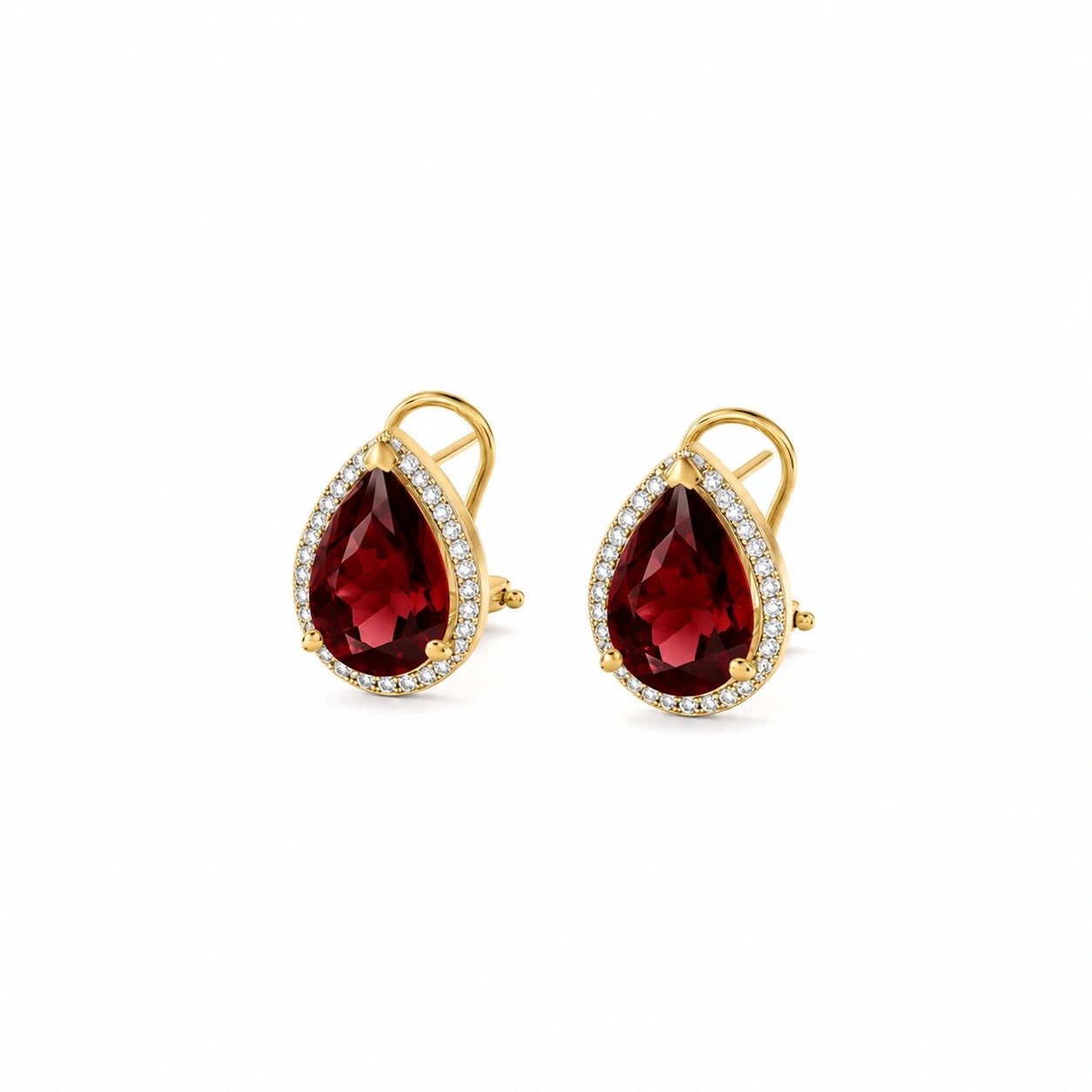 Yellow Gold Earrings Garnet 10K — Bettina