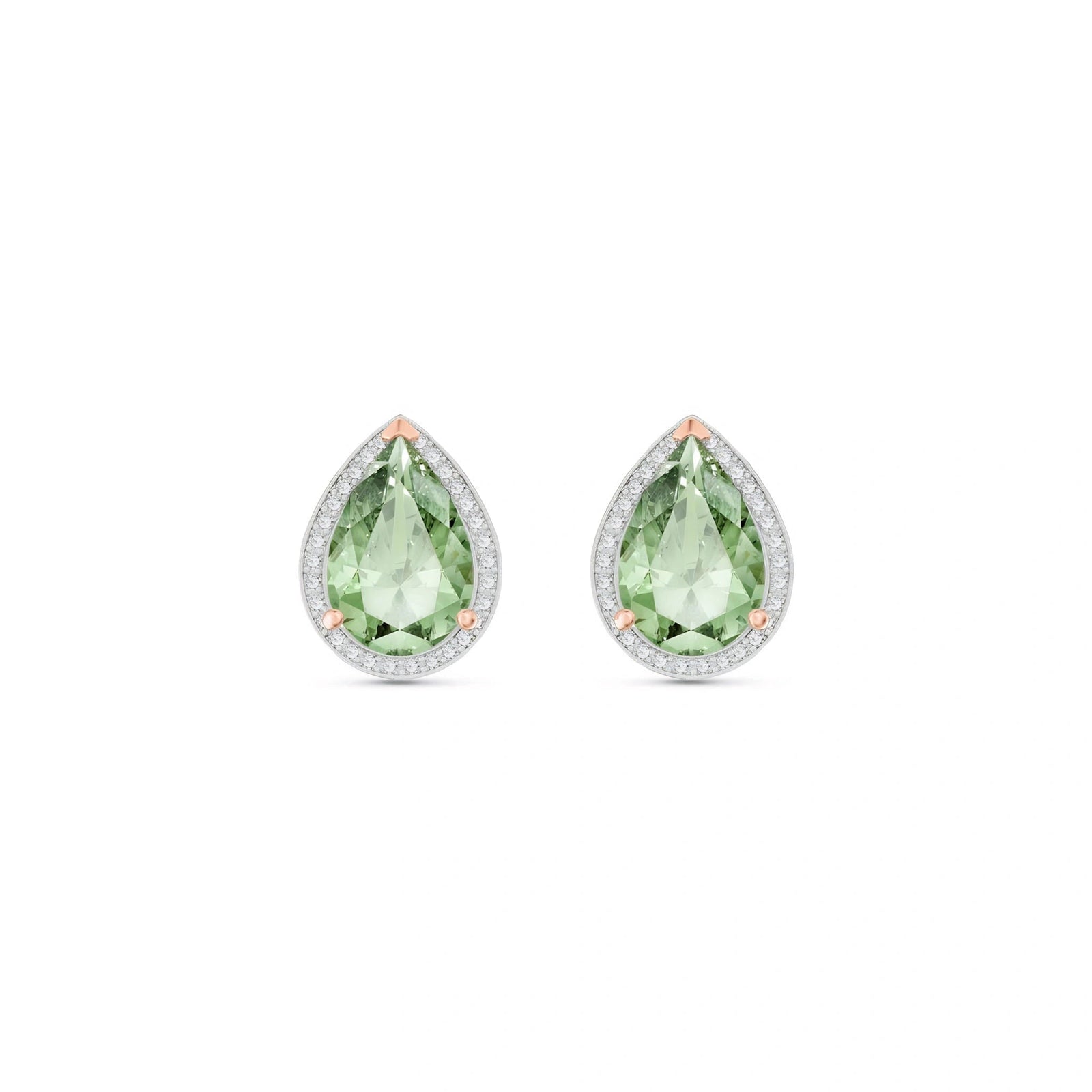 Rose Gold Earrings Green Amethyst 10K — Bettina