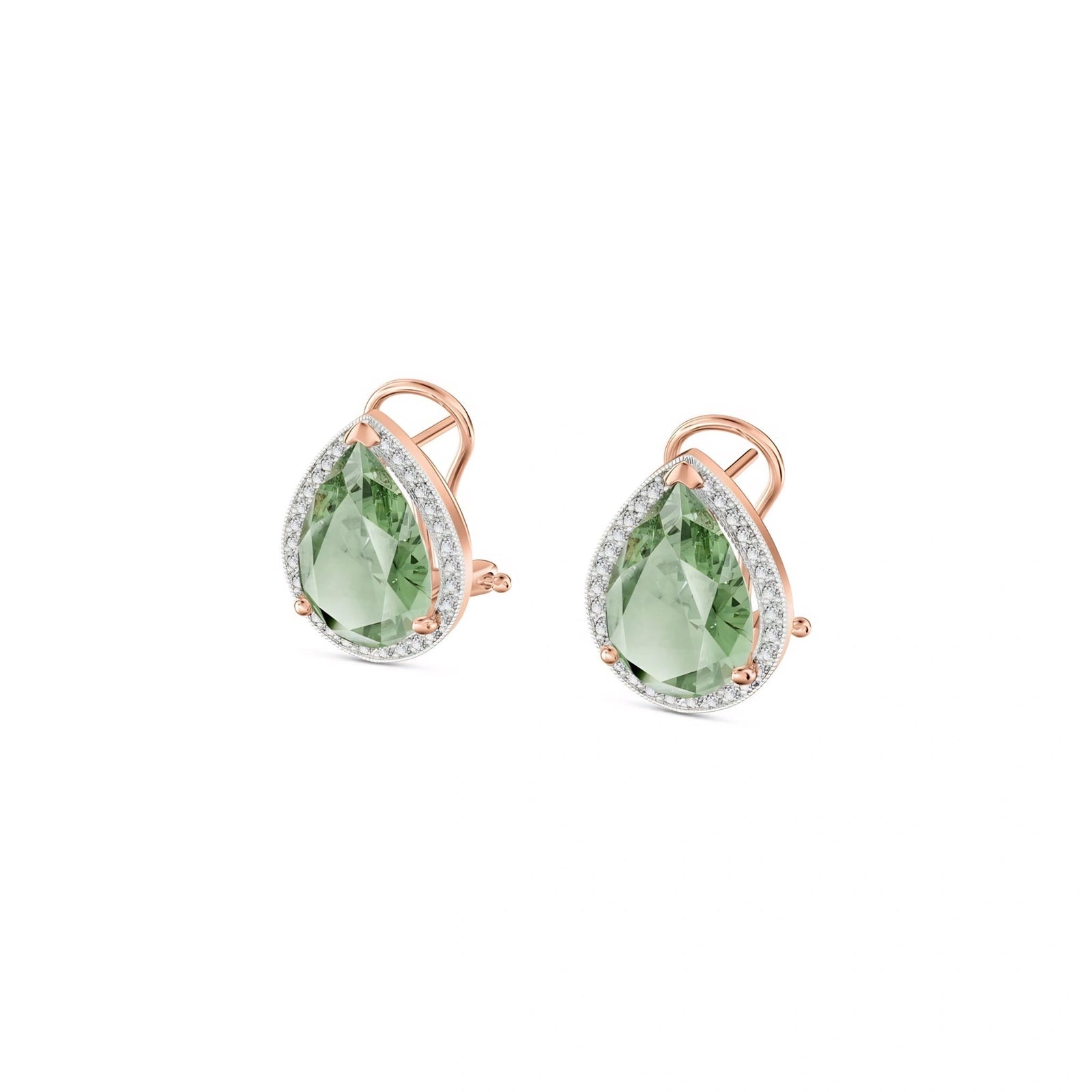 Rose Gold Earrings Green Amethyst 10K — Bettina