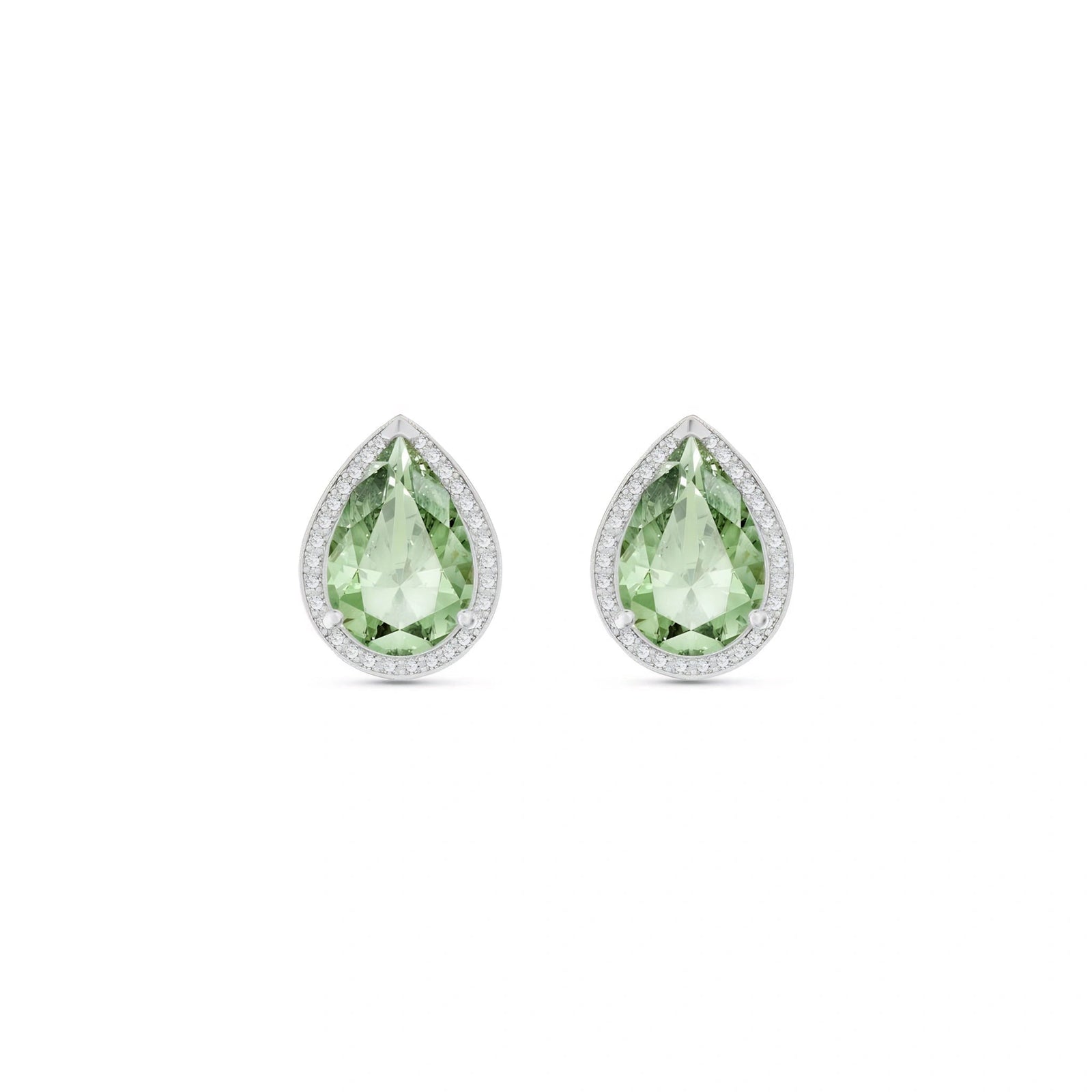 White Gold Earrings Green Amethyst 10K — Bettina