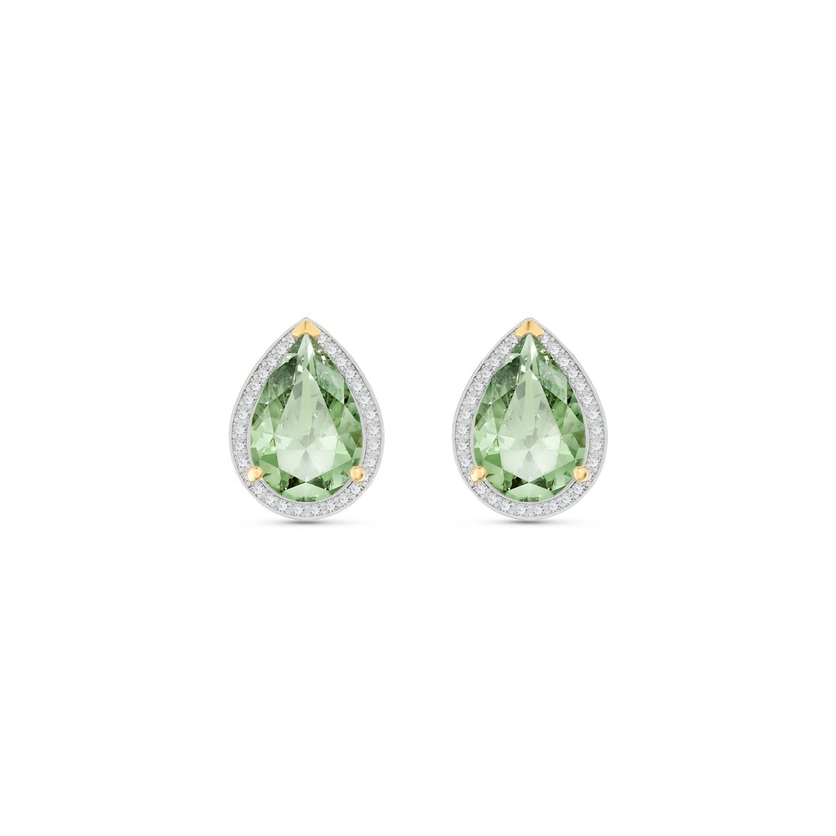 Yellow Gold Earrings Green Amethyst 10K — Bettina