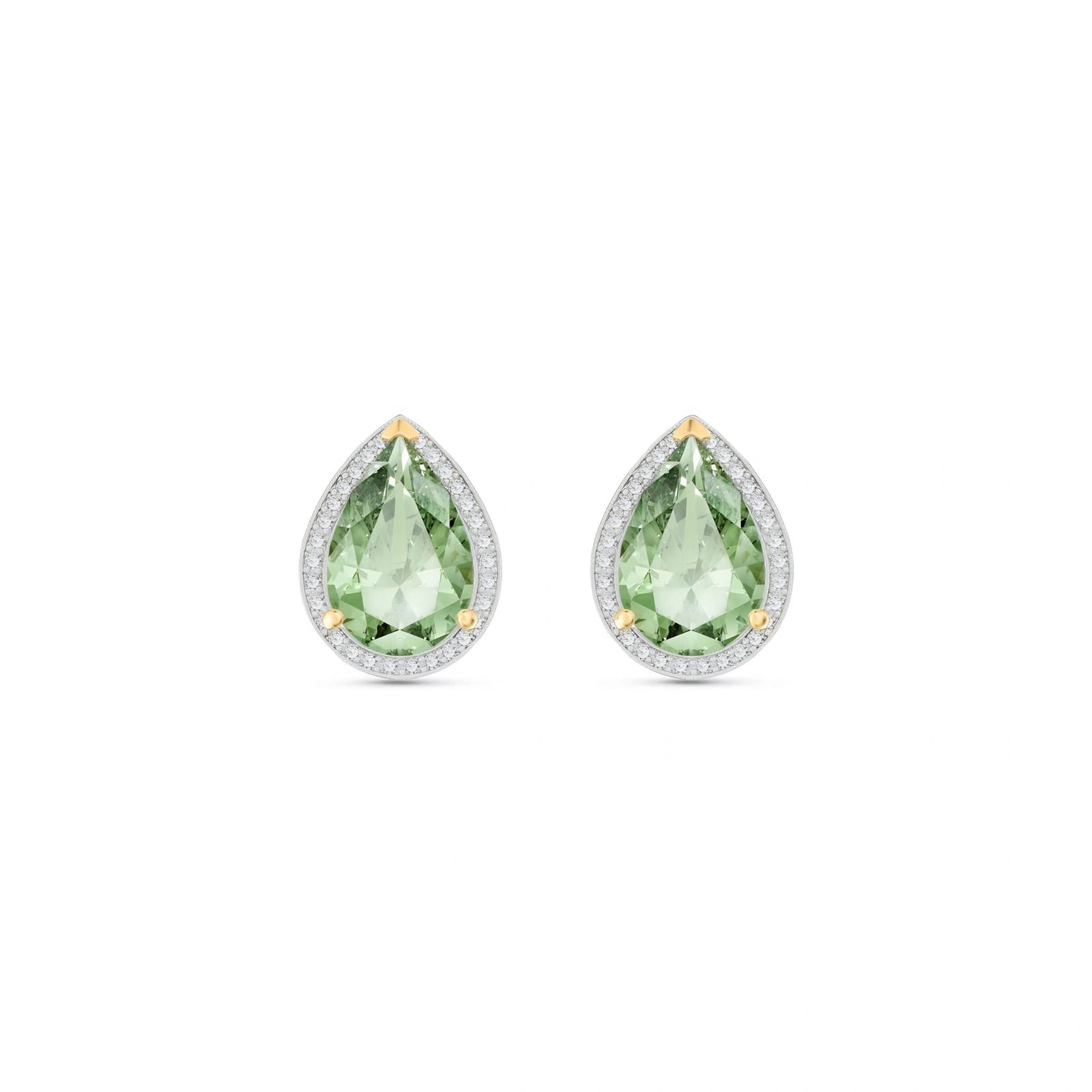 Yellow Gold Earrings Green Amethyst 10K — Bettina