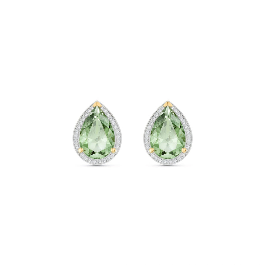 Yellow Gold Earrings Green Amethyst 10K — Bettina