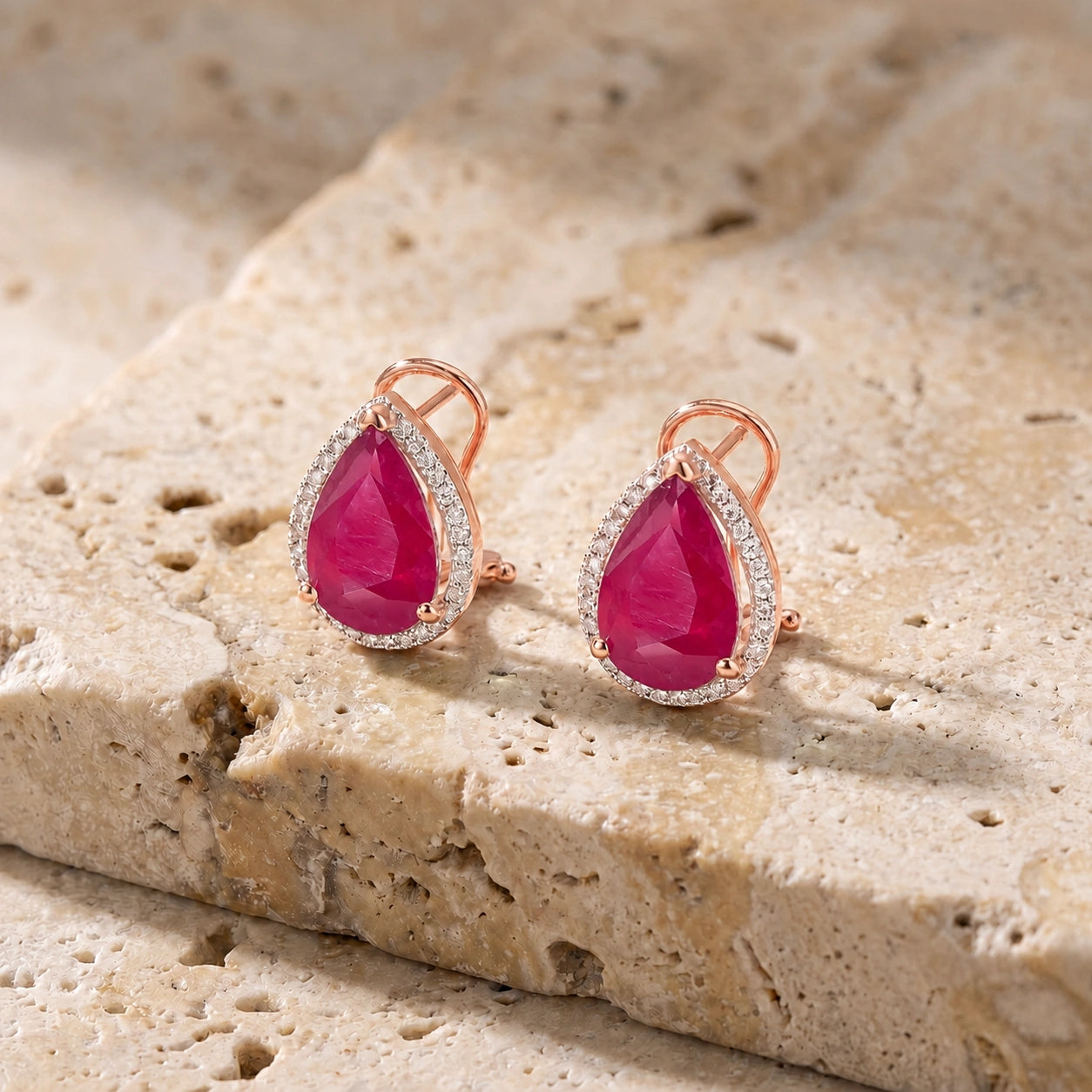 Rose Gold Earrings Ruby 10K — Bettina