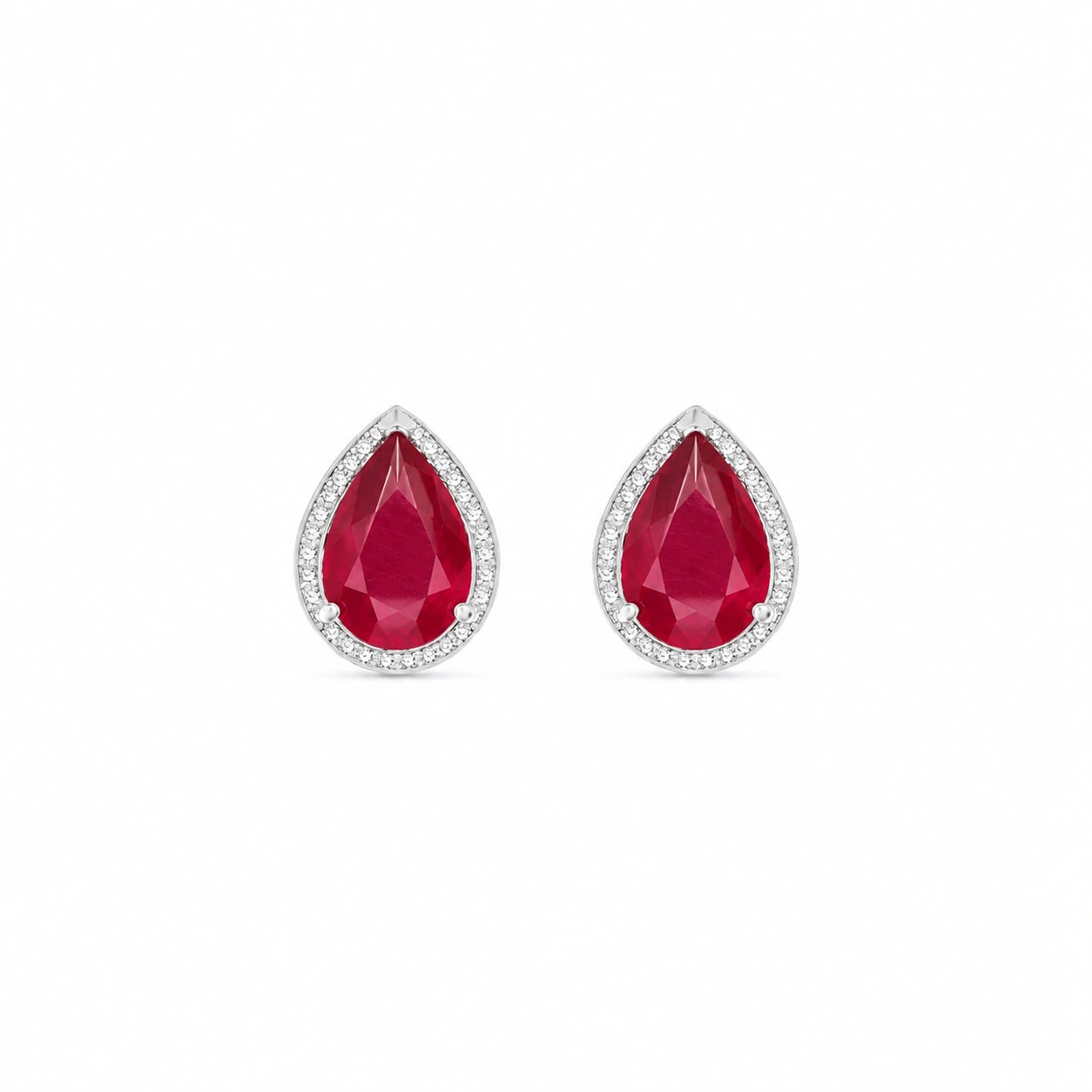 White Gold Earrings Ruby 10K — Bettina