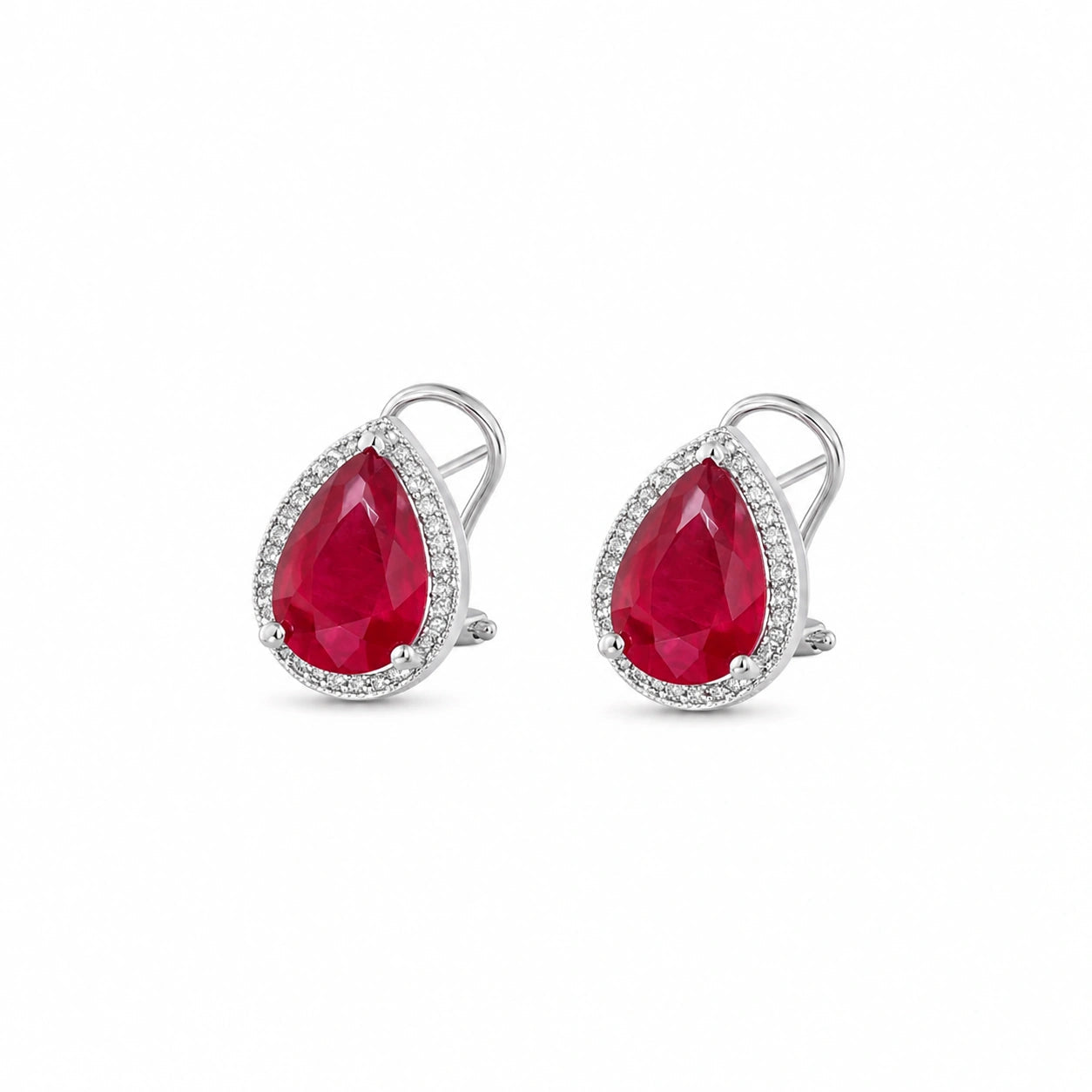 White Gold Earrings Ruby 10K — Bettina