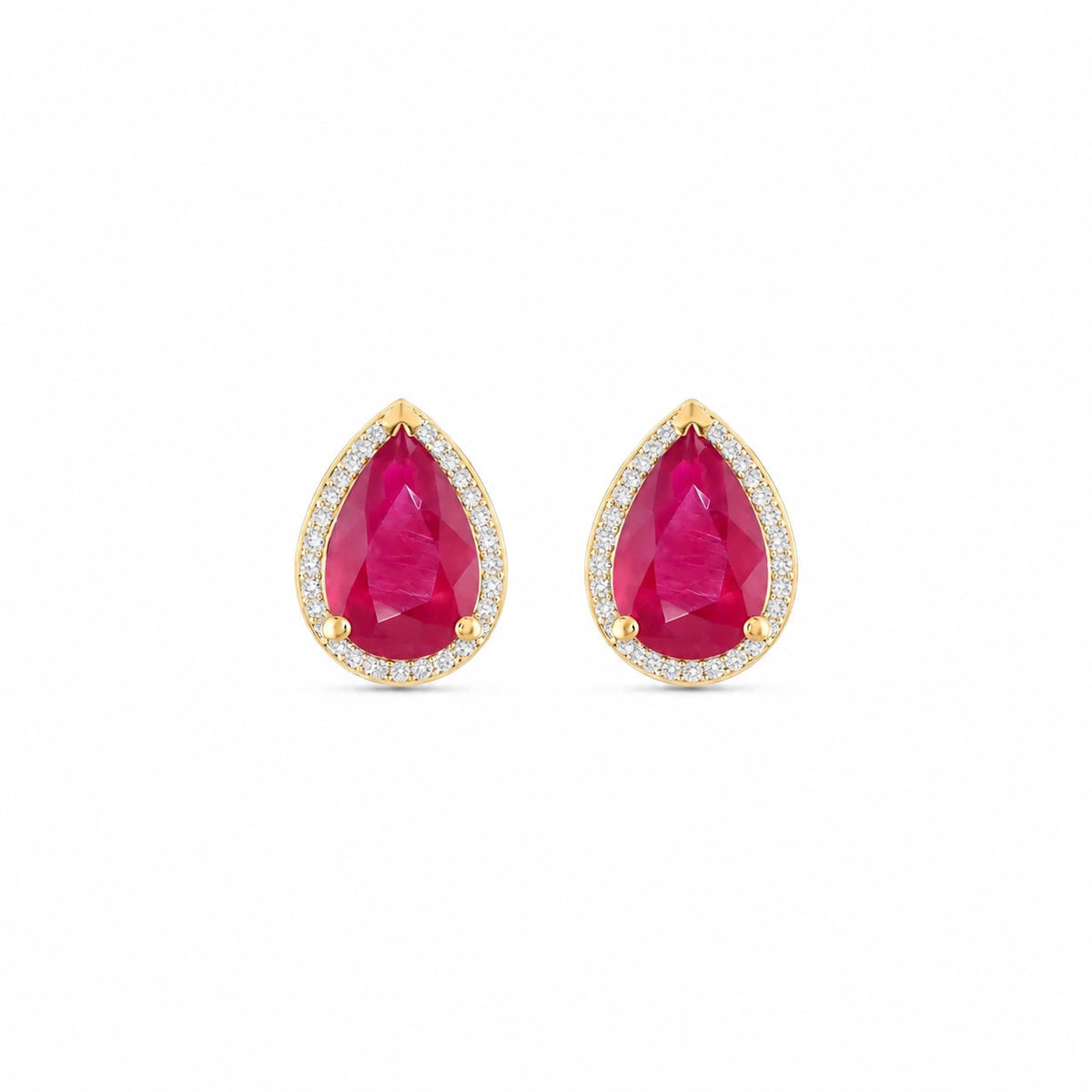 Yellow Gold Earrings Ruby 10K — Bettina