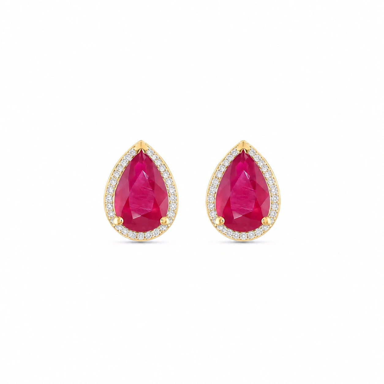 Yellow Gold Earrings Ruby 10K — Bettina
