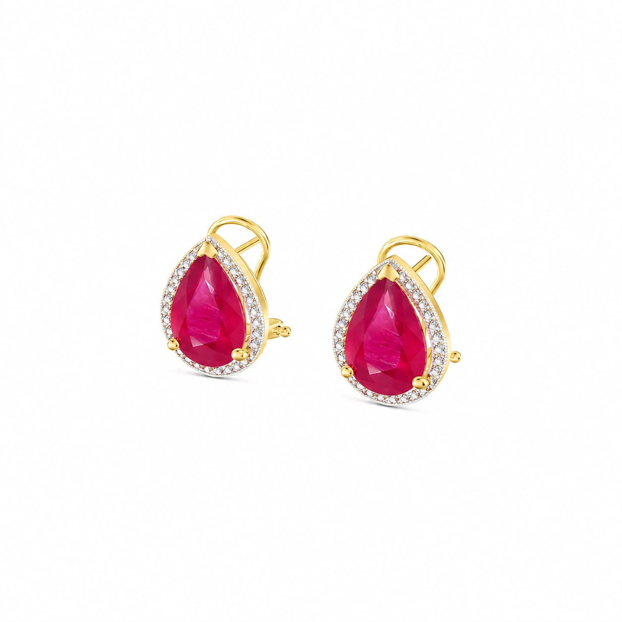 Yellow Gold Earrings Ruby 10K — Bettina