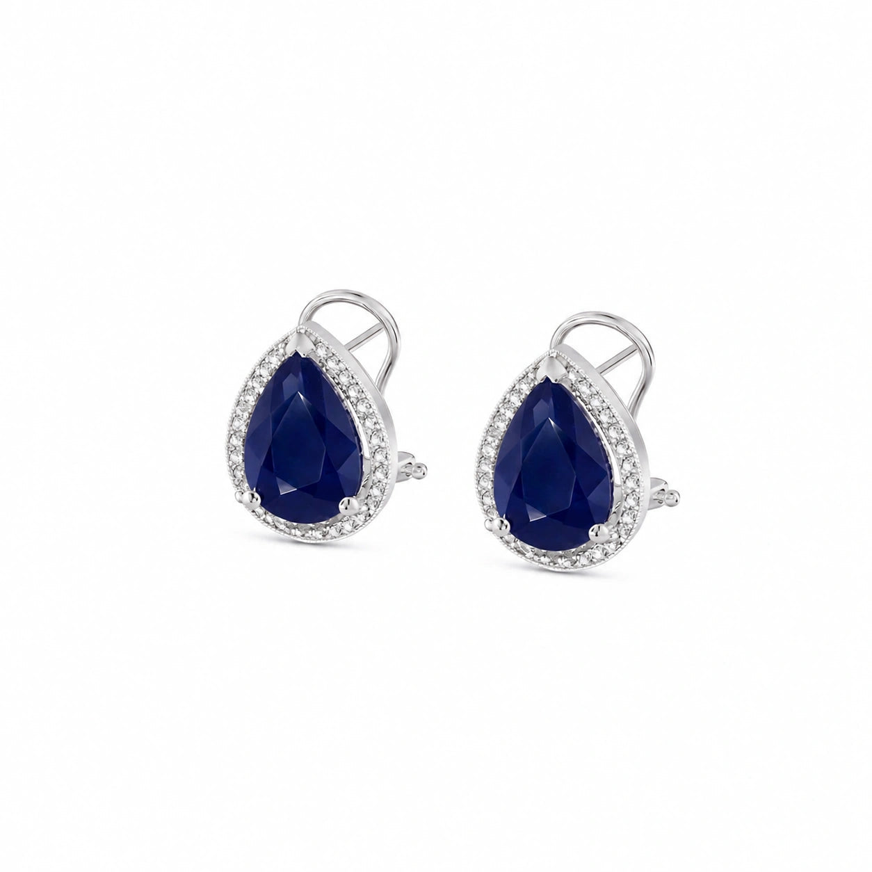 White Gold Earrings Sapphire 10K — Bettina