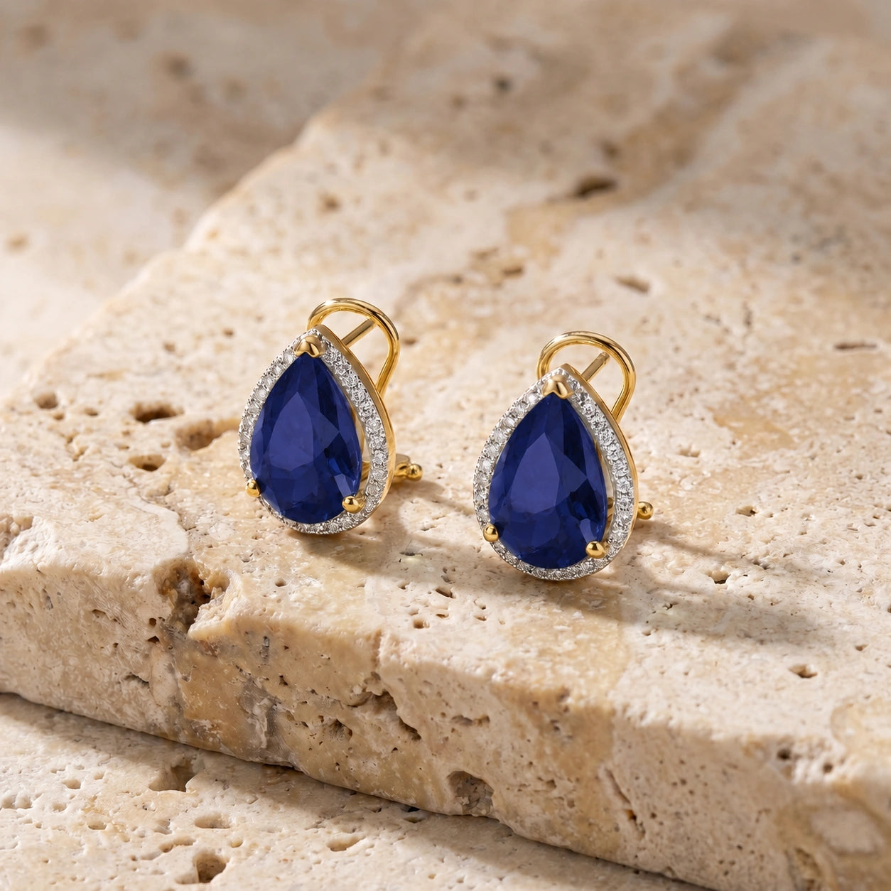 Yellow Gold Earrings Sapphire 10K — Bettina
