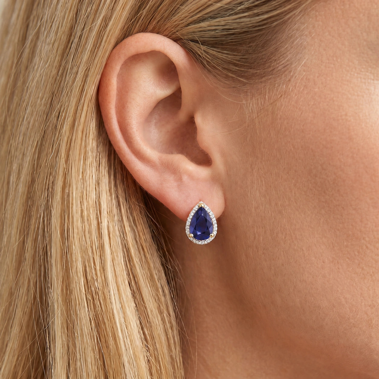 Yellow Gold Earrings Sapphire 10K — Bettina