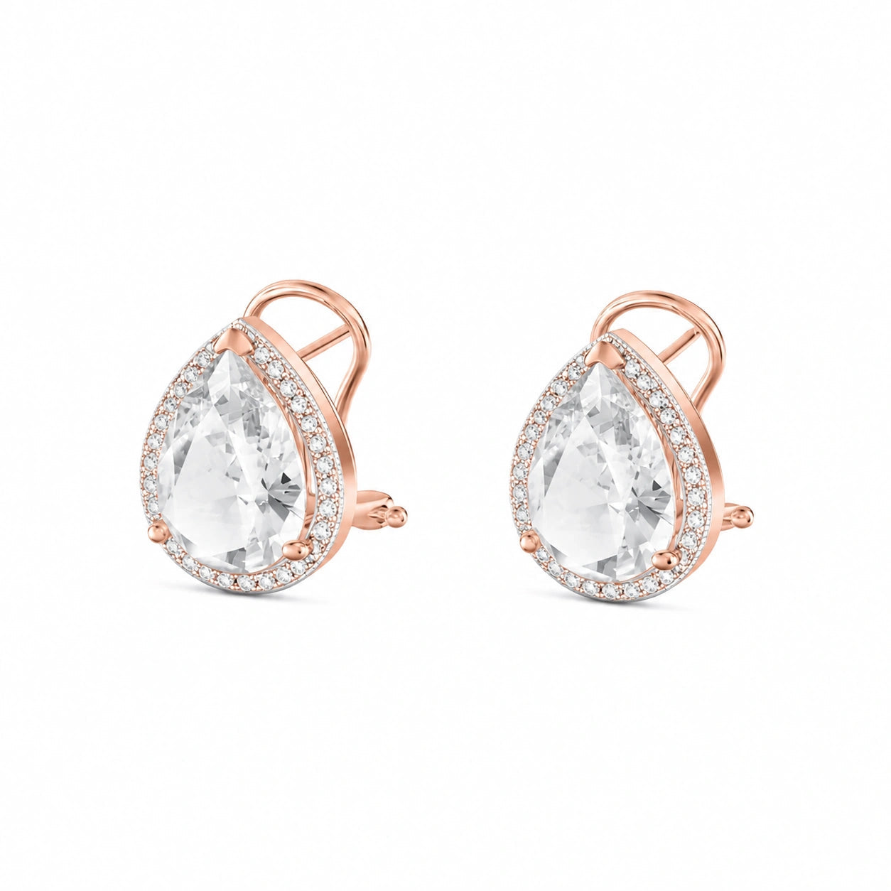 Rose Gold Earrings White Topaz 10K — Bettina