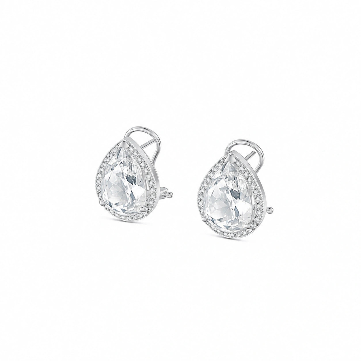 White Gold Earrings White Topaz 10K — Bettina