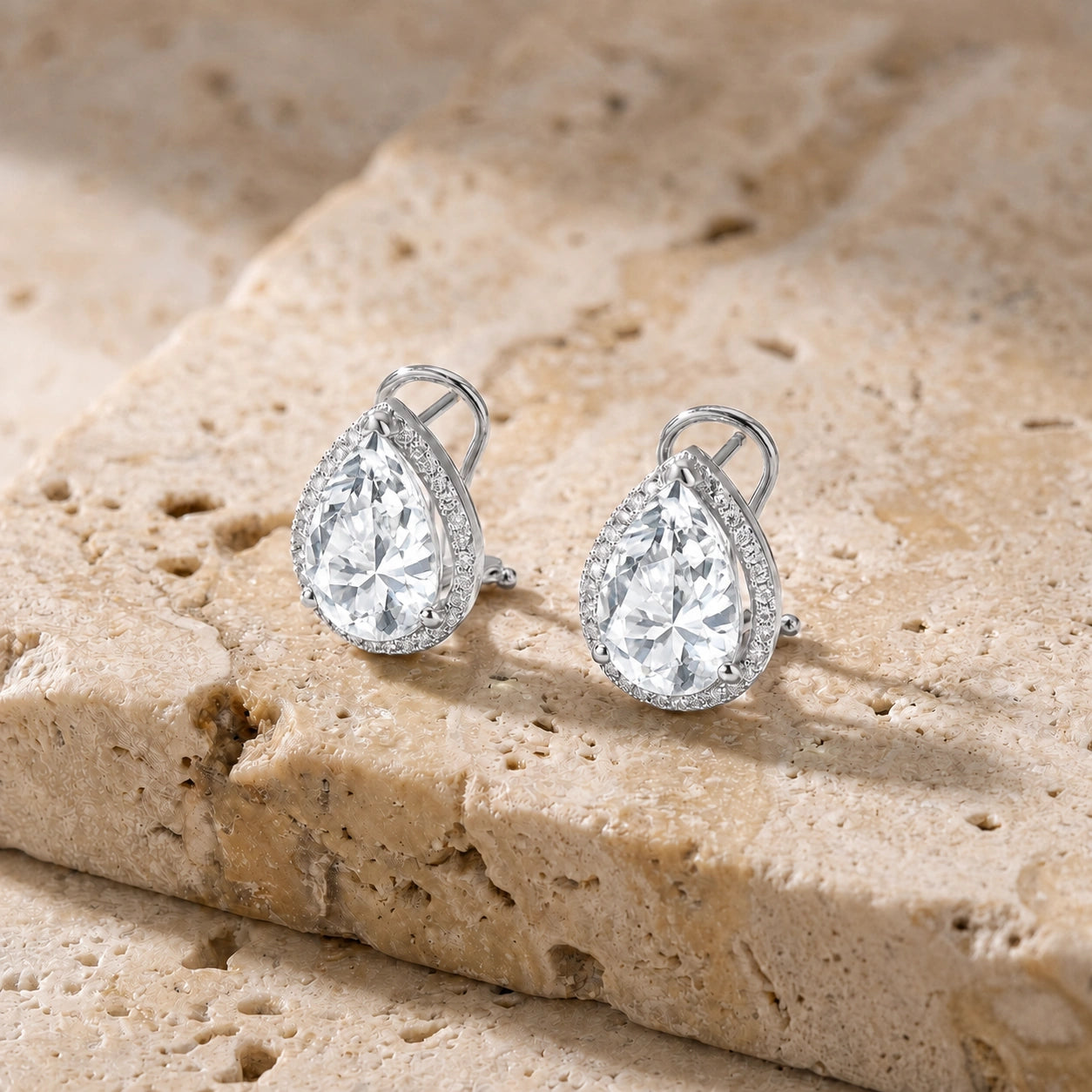 White Gold Earrings White Topaz 10K — Bettina