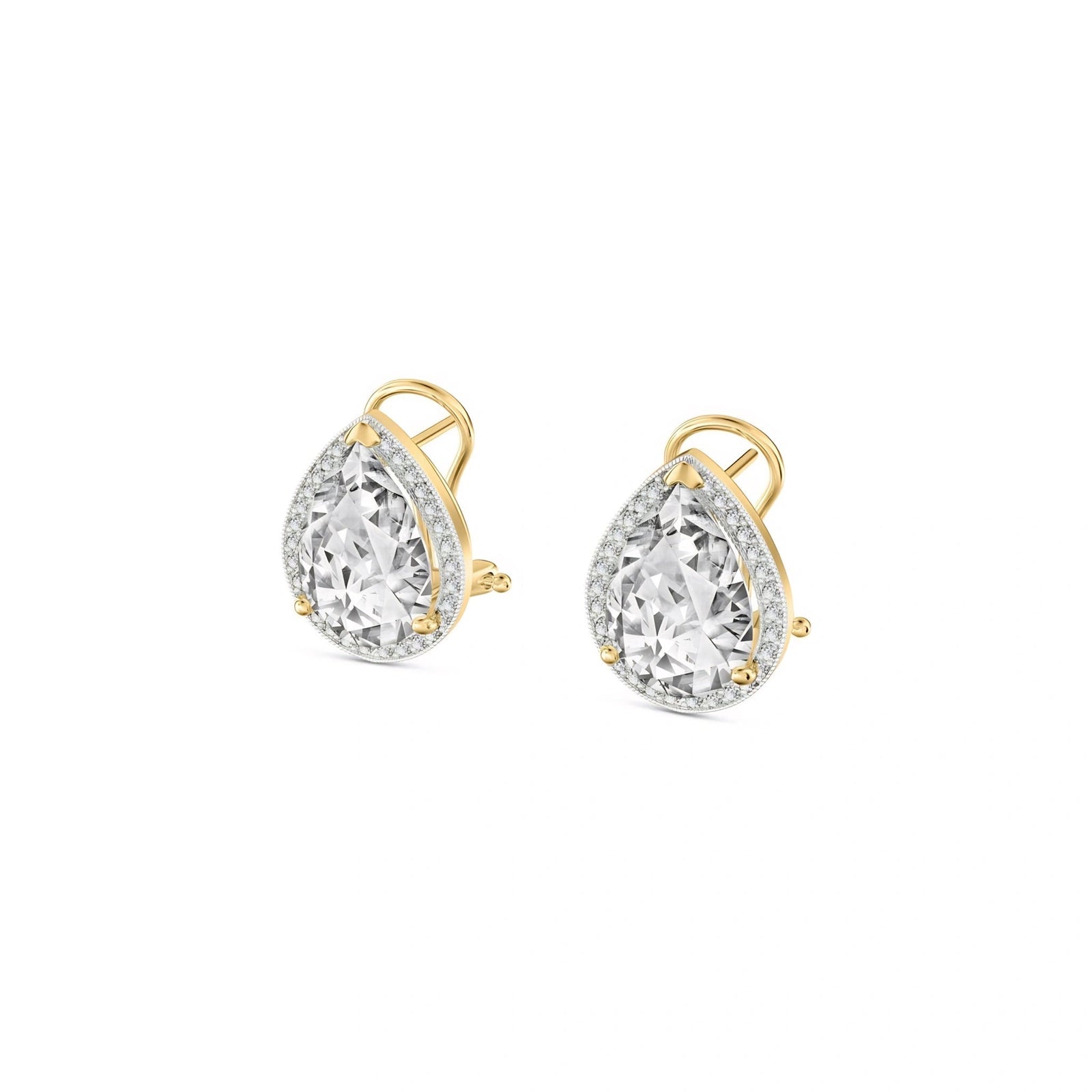 Yellow Gold Earrings White Topaz 10K — Bettina