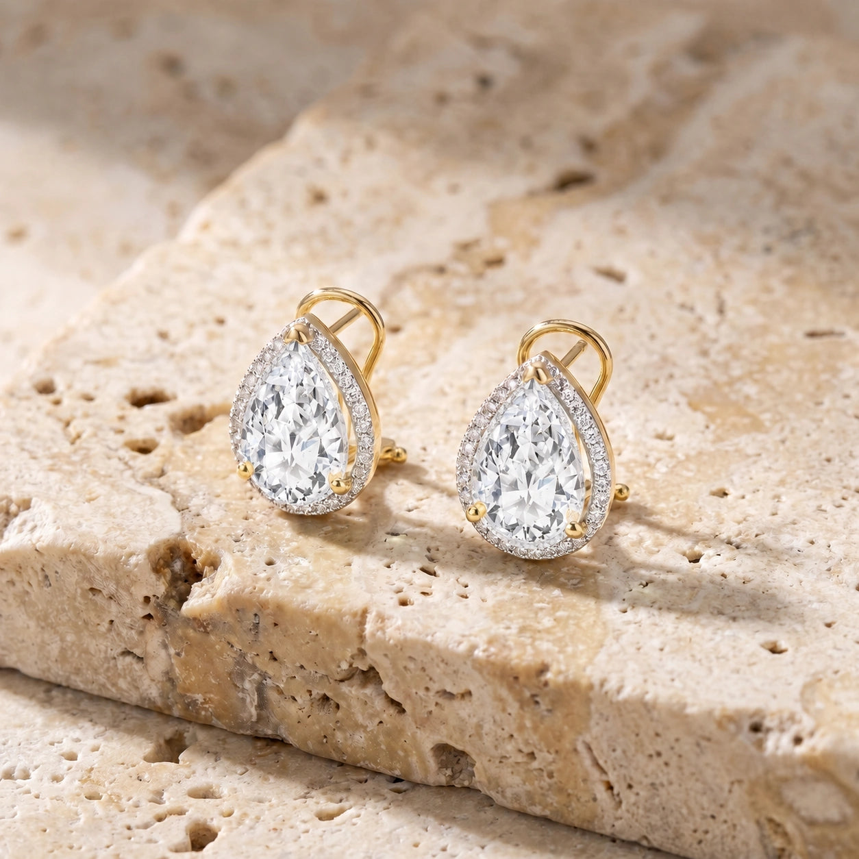 Yellow Gold Earrings White Topaz 10K — Bettina