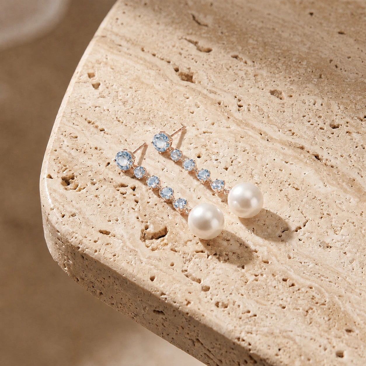 Rose Gold Aquamarine & Pearl — Cristallina
