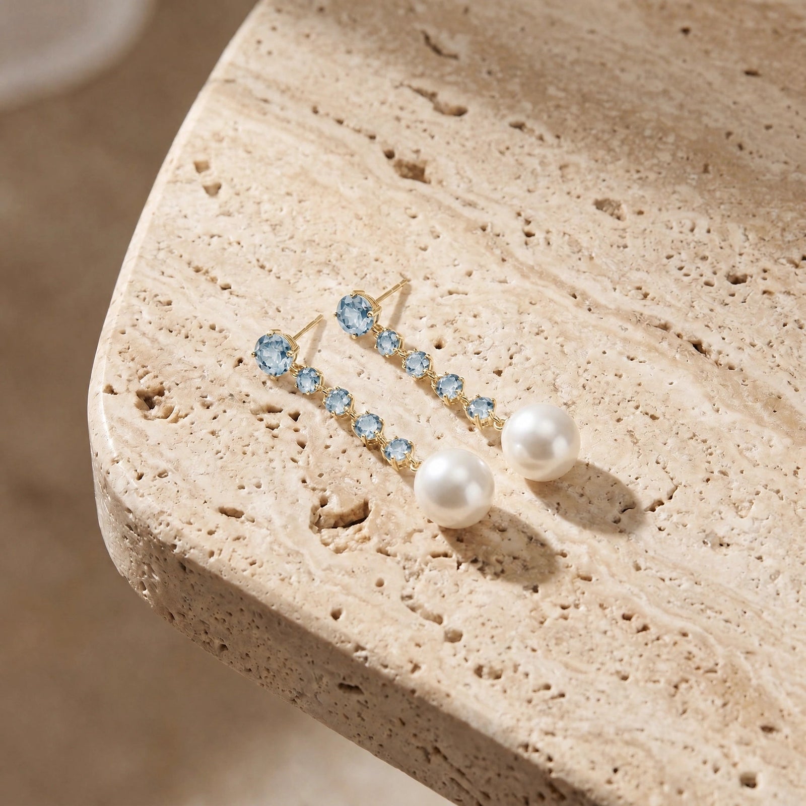 Yellow Gold Aquamarine & Pearl — Cristallina